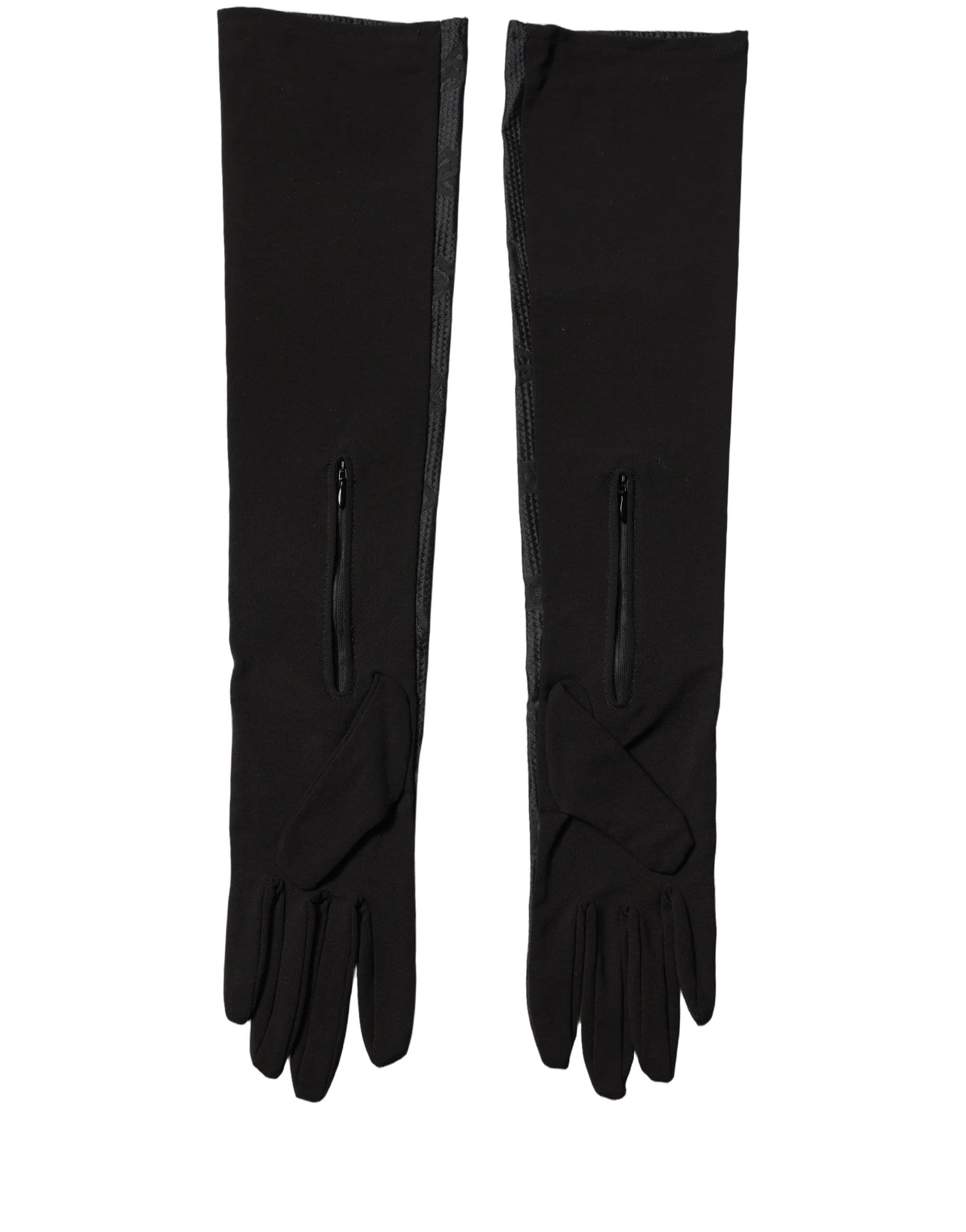 Dolce & Gabbana Viscose Elbow-Length Gloves — Black, view 4