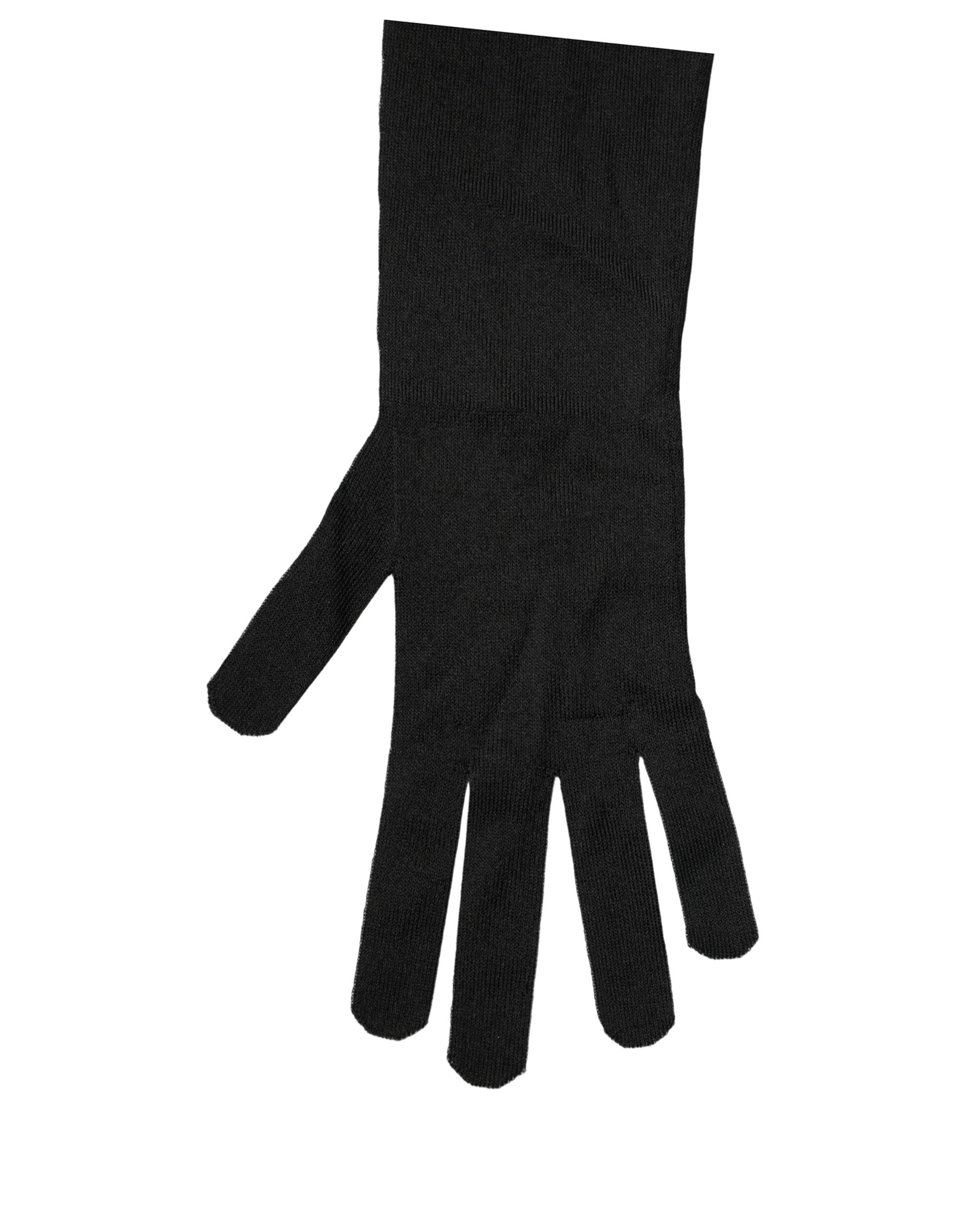 Dolce & Gabbana Long Elbow Length Gloves — Black by Dolce Gabbana