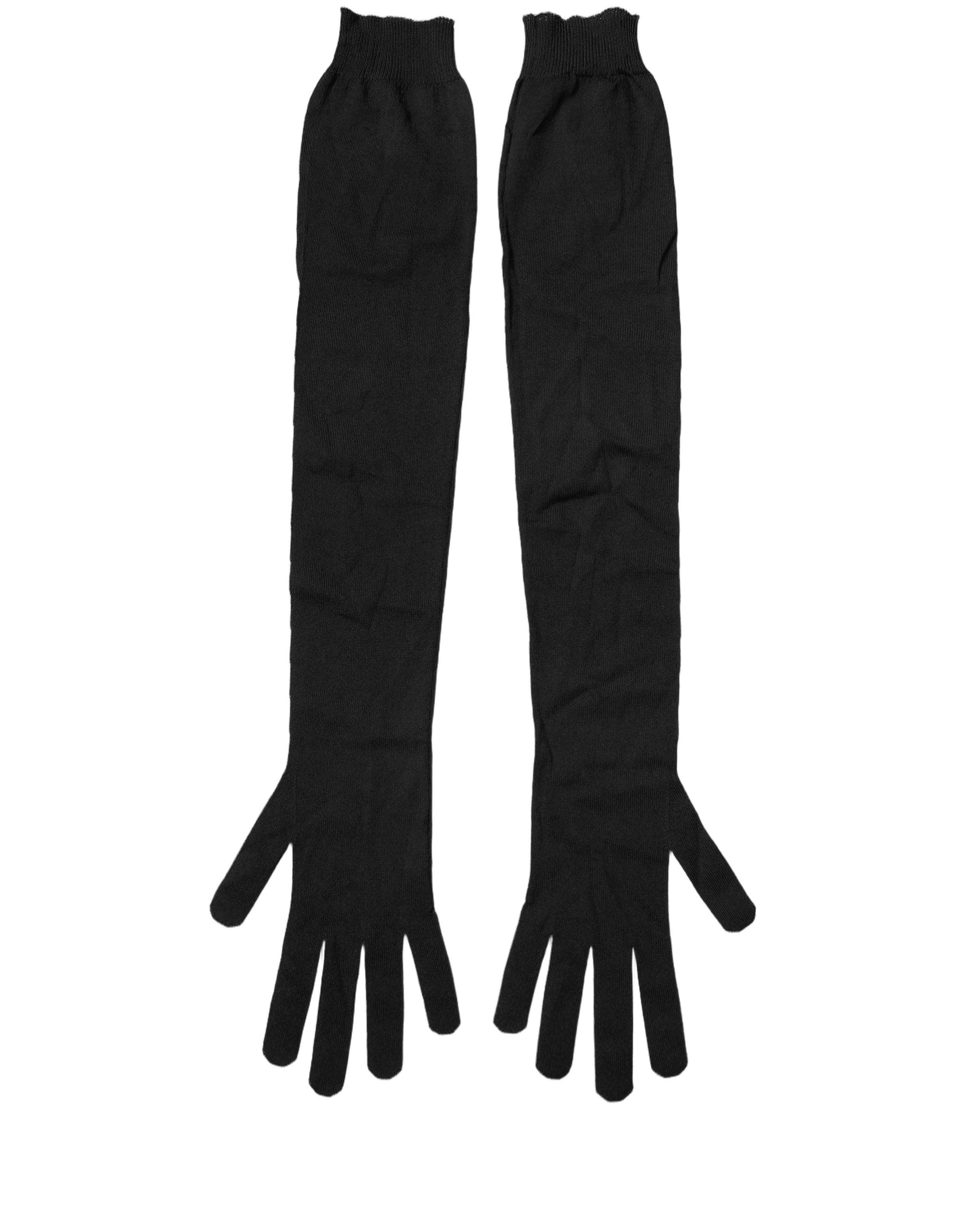 Dolce & Gabbana Long Elbow Length Gloves — Black, view 2