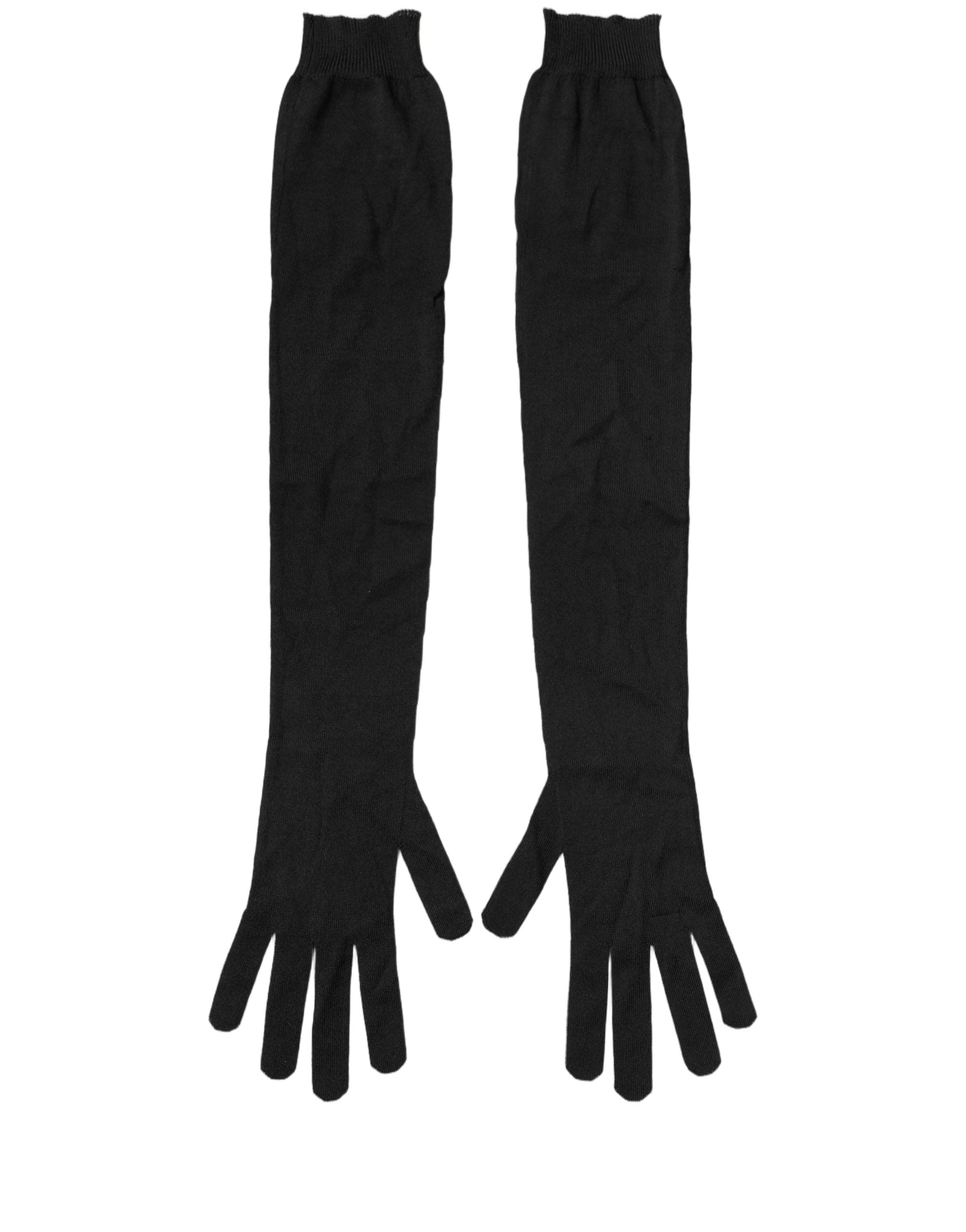 Dolce & Gabbana Long Elbow Length Gloves — Black, view 4
