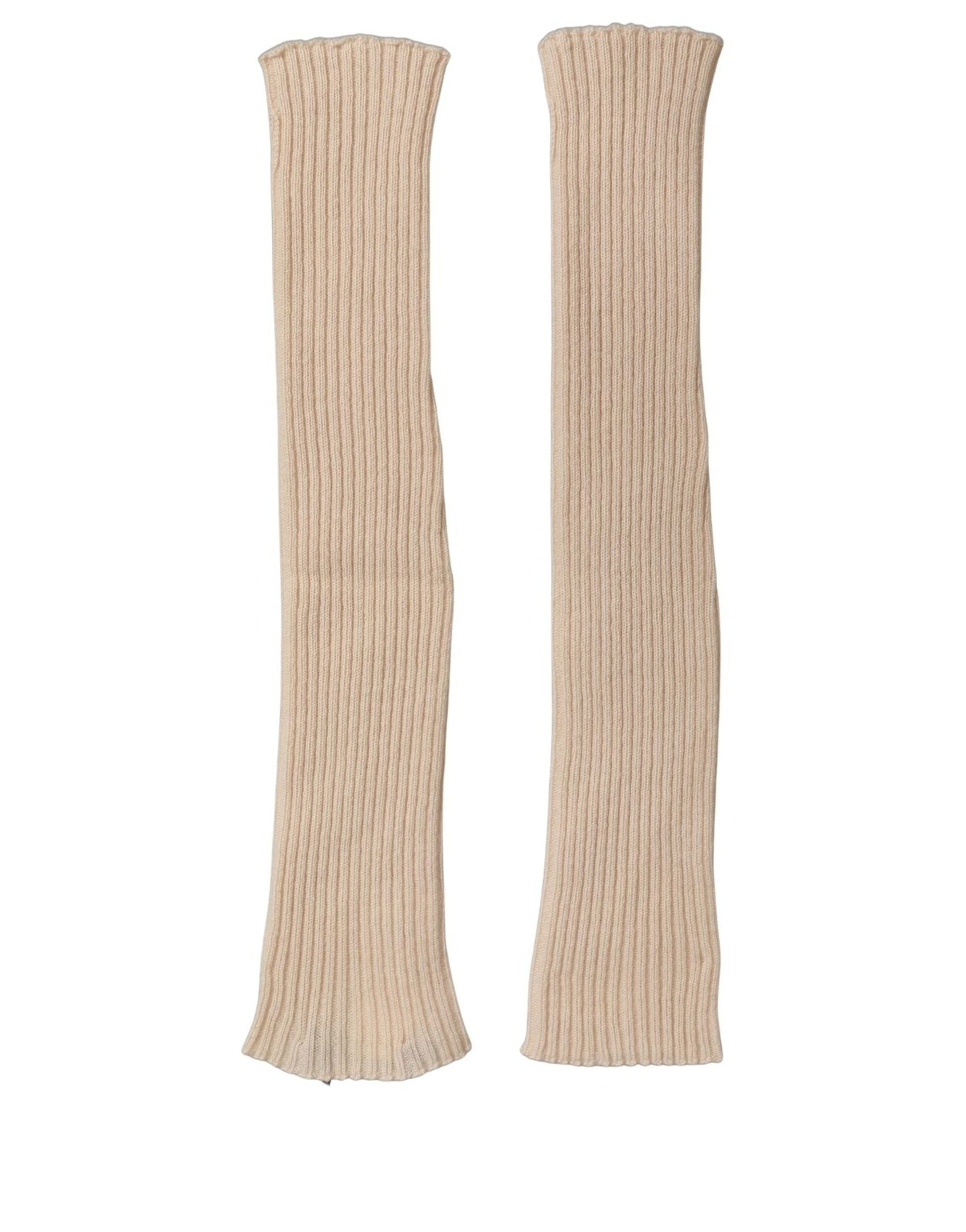 Dolce & Gabbana Cashmere Knit Arm Warmer Gloves — Brown, view 2