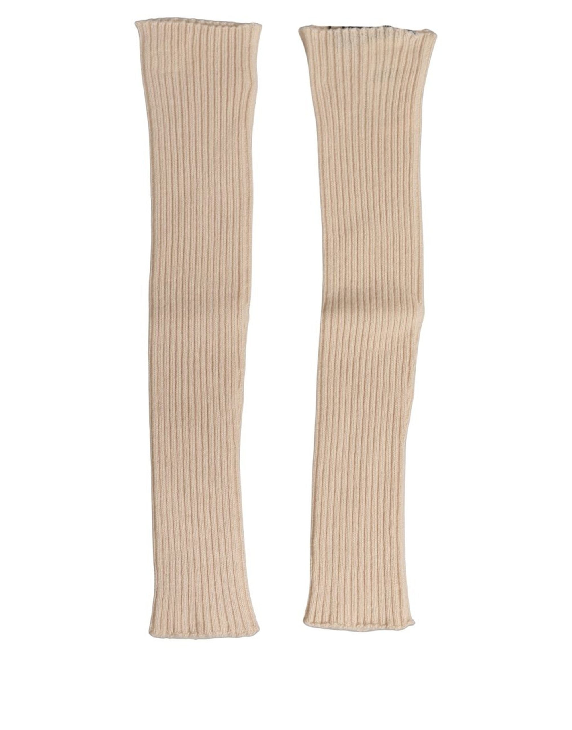 Dolce & Gabbana Cashmere Knit Arm Warmer Gloves — Brown, view 4