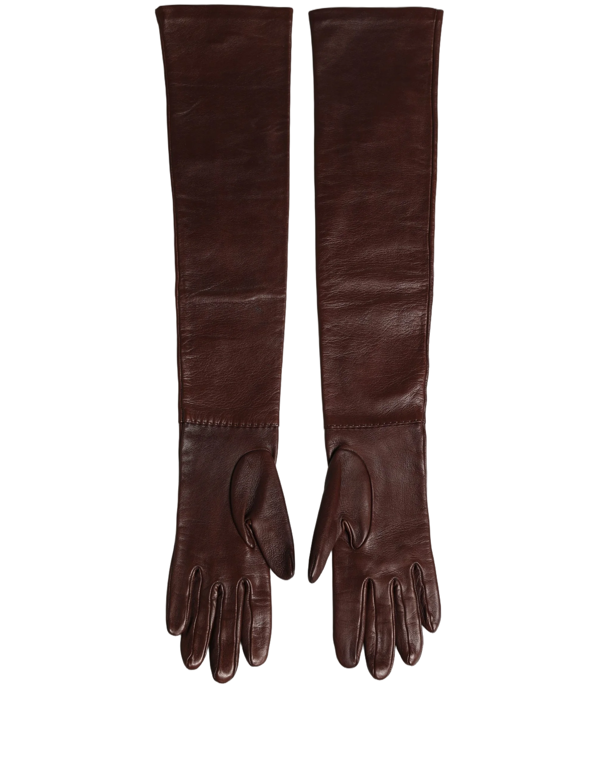 Dolce & Gabbana Genuine Leather Long Elbow Length Gloves — Brown by Dolce Gabbana