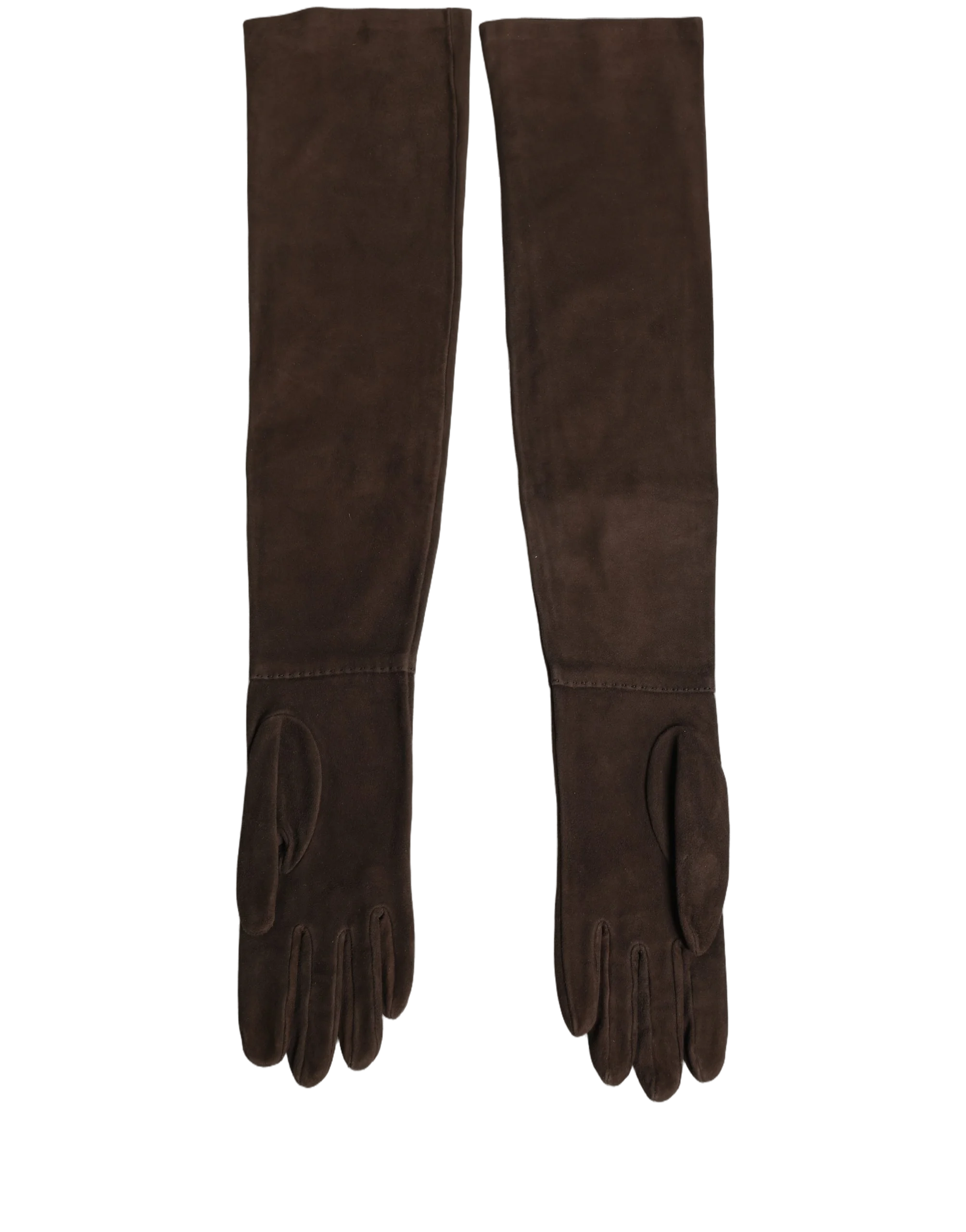 Dolce & Gabbana Suede Elbow Length Gloves — Brown by Dolce Gabbana