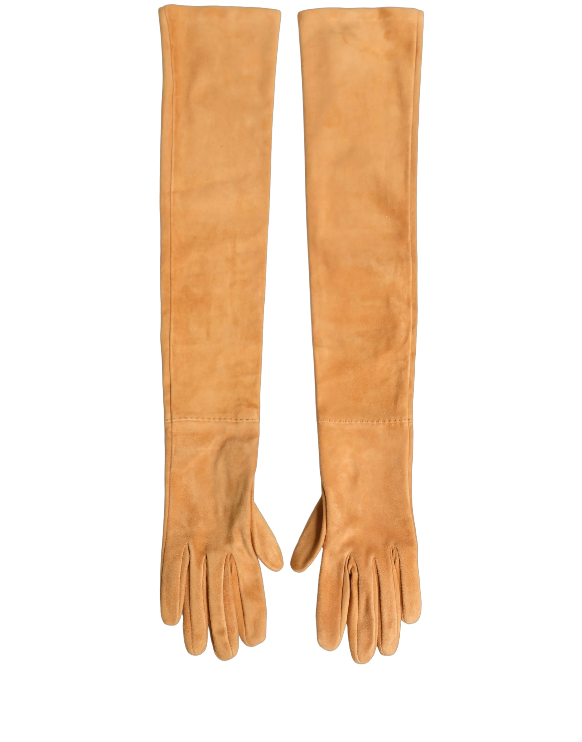 Dolce & Gabbana Suede Elbow Length Gloves — Tan by Dolce Gabbana