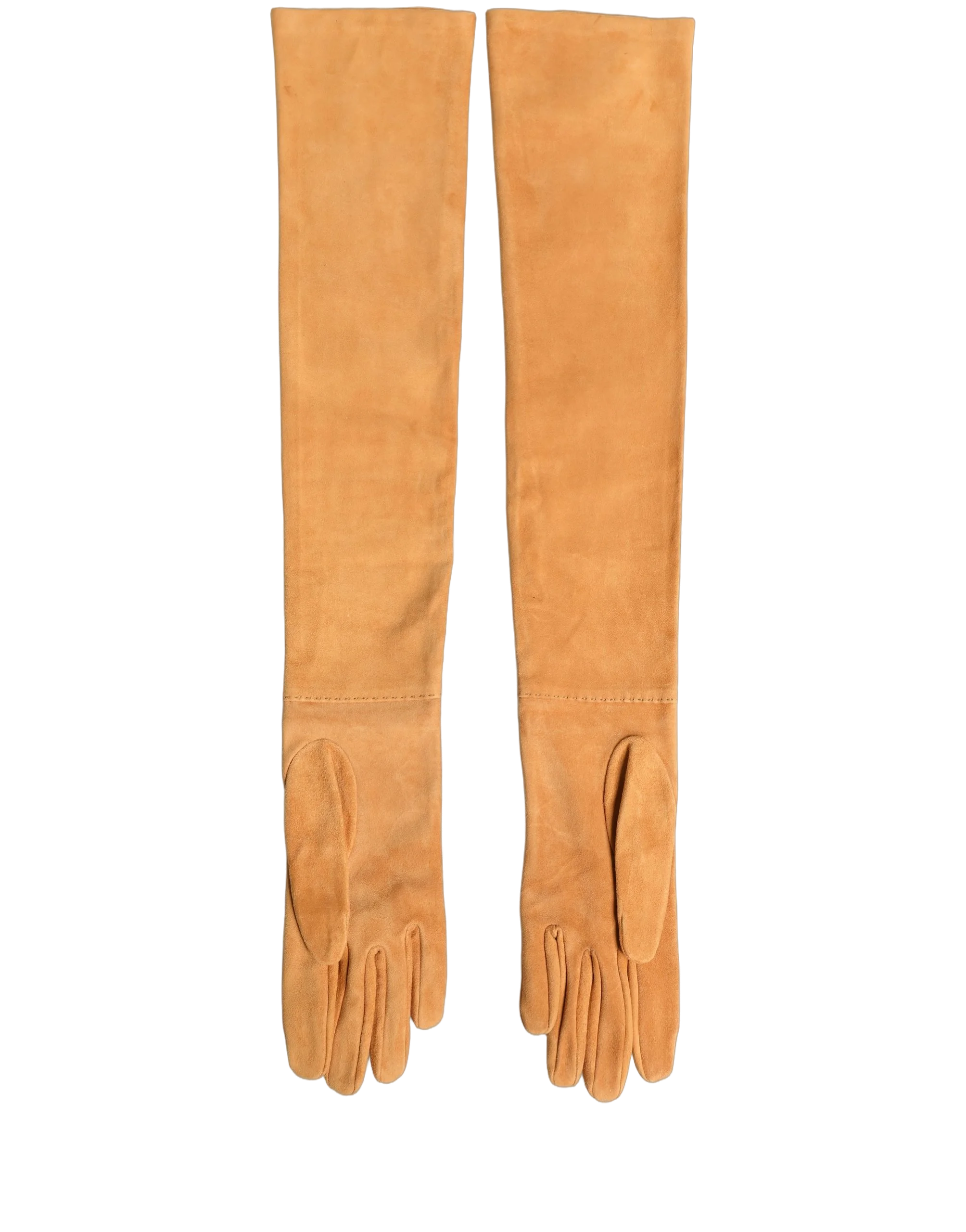 Dolce & Gabbana Suede Elbow Length Gloves — Tan, view 4