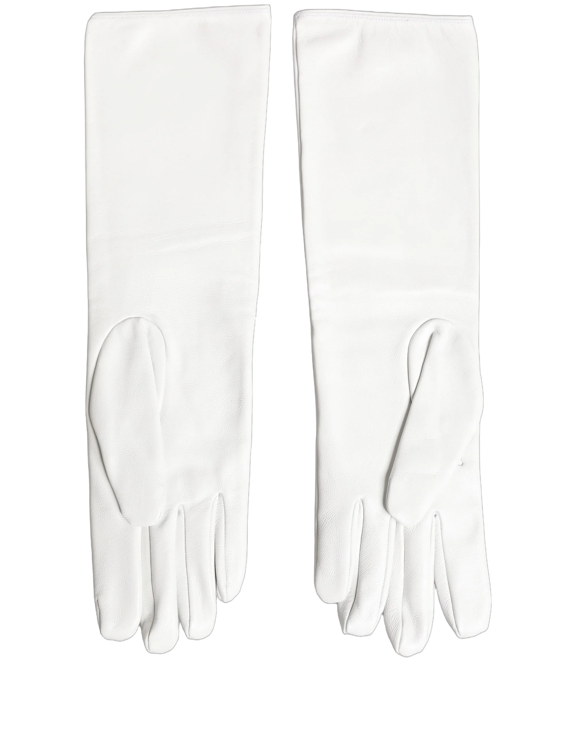 Dolce & Gabbana Embossed Logo Leather Gloves — White by Dolce Gabbana