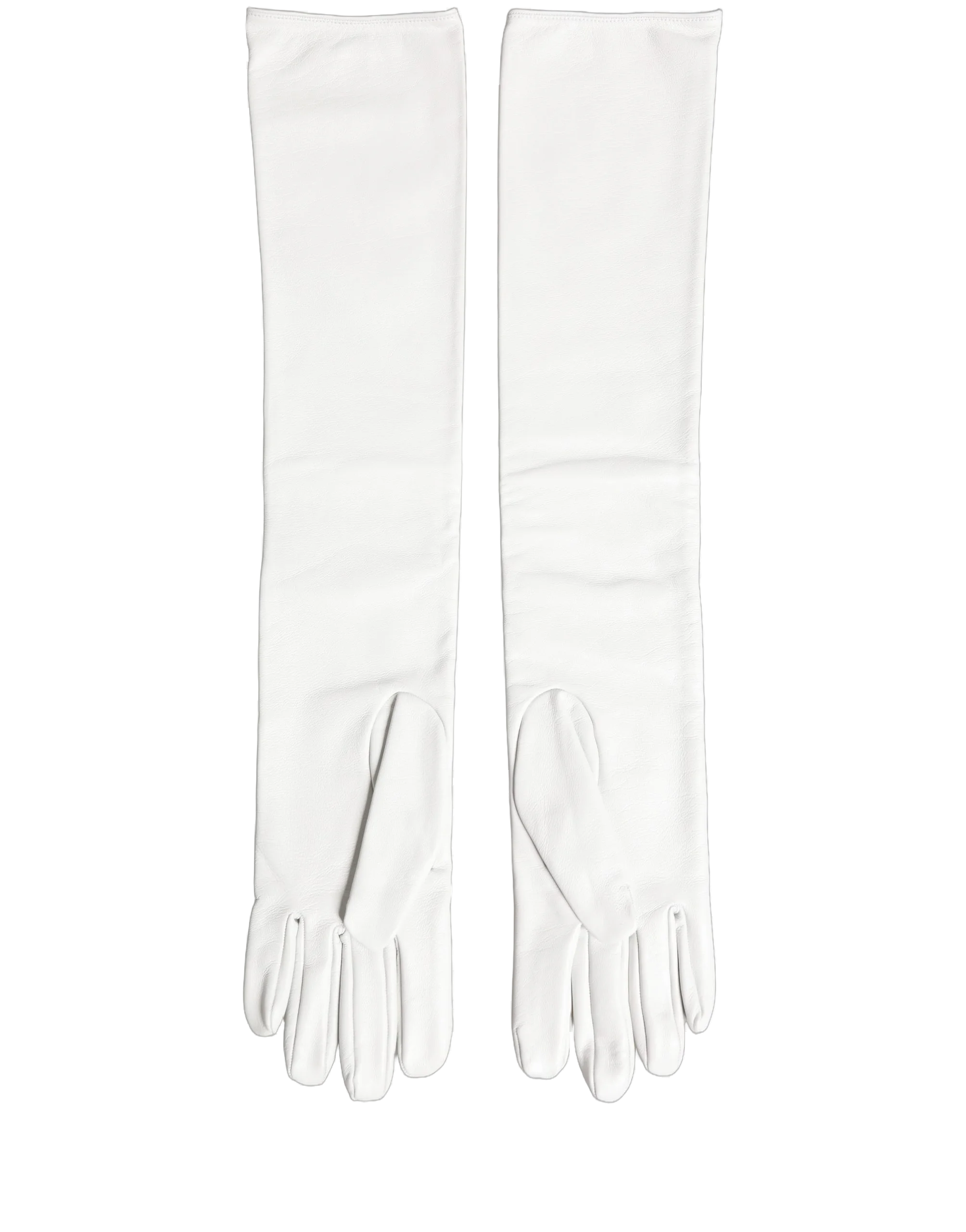 Dolce & Gabbana Embossed Logo Leather Gloves — White by Dolce Gabbana