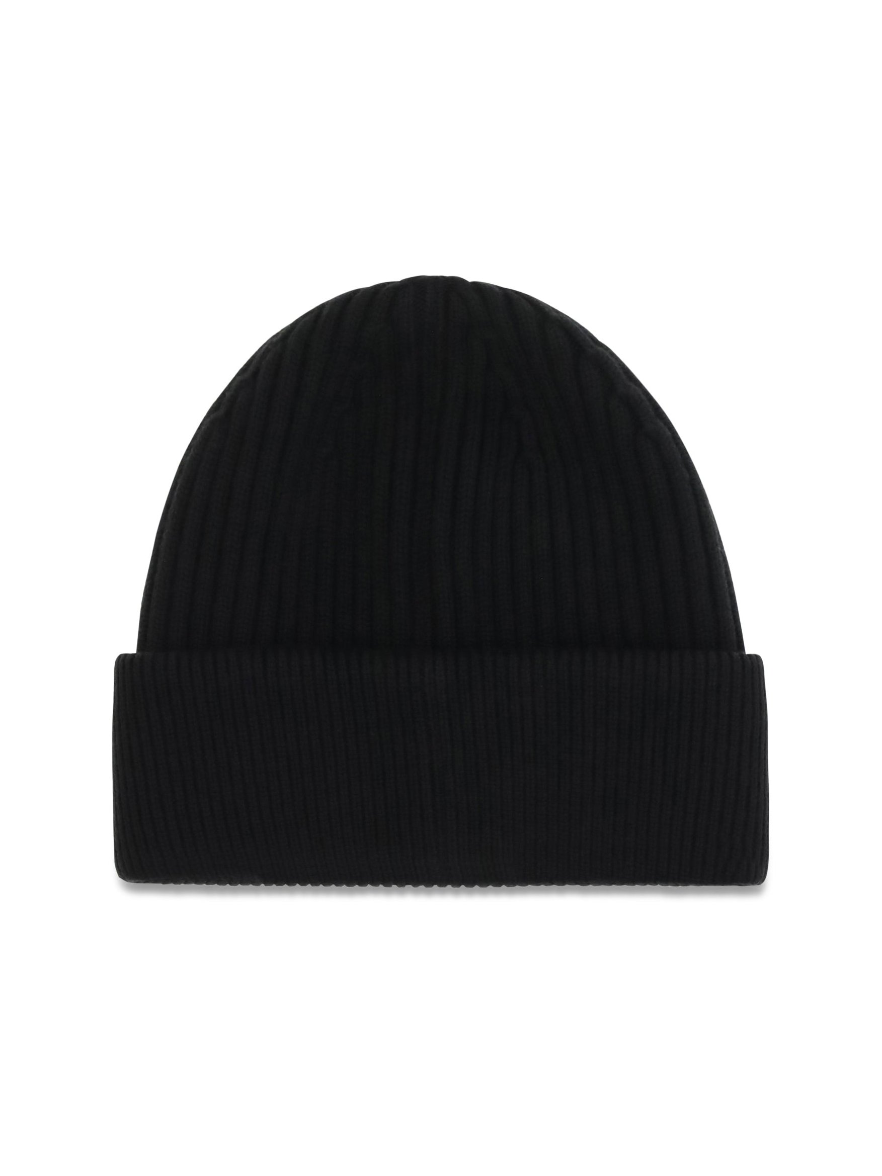 Dolce & Gabbana GX66KZJDVN6 Logo English Rib Knit Beanie — Black, view 2
