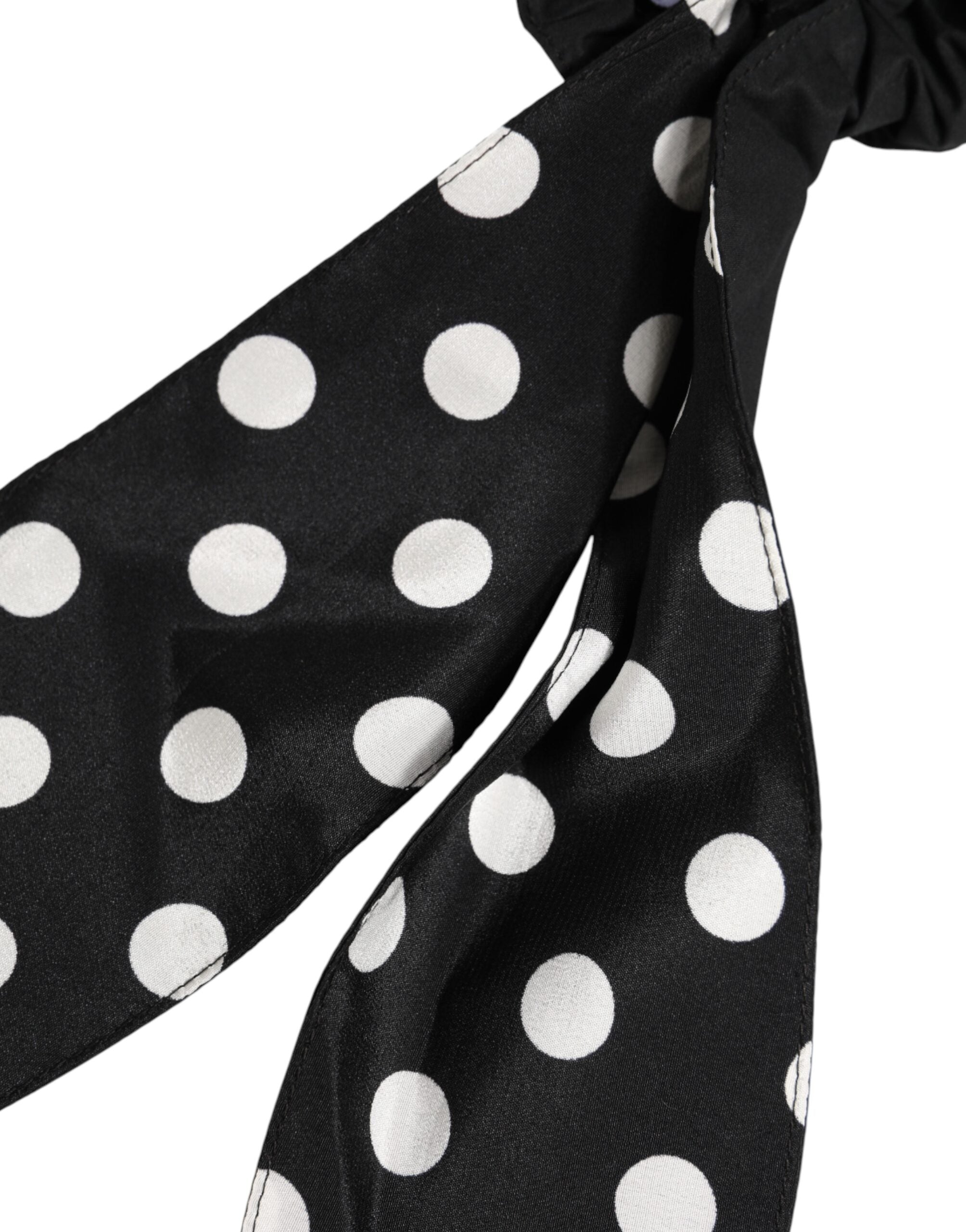Dolce & Gabbana Polka Dot Scarf Scrunchie Hair Band — Black, view 3