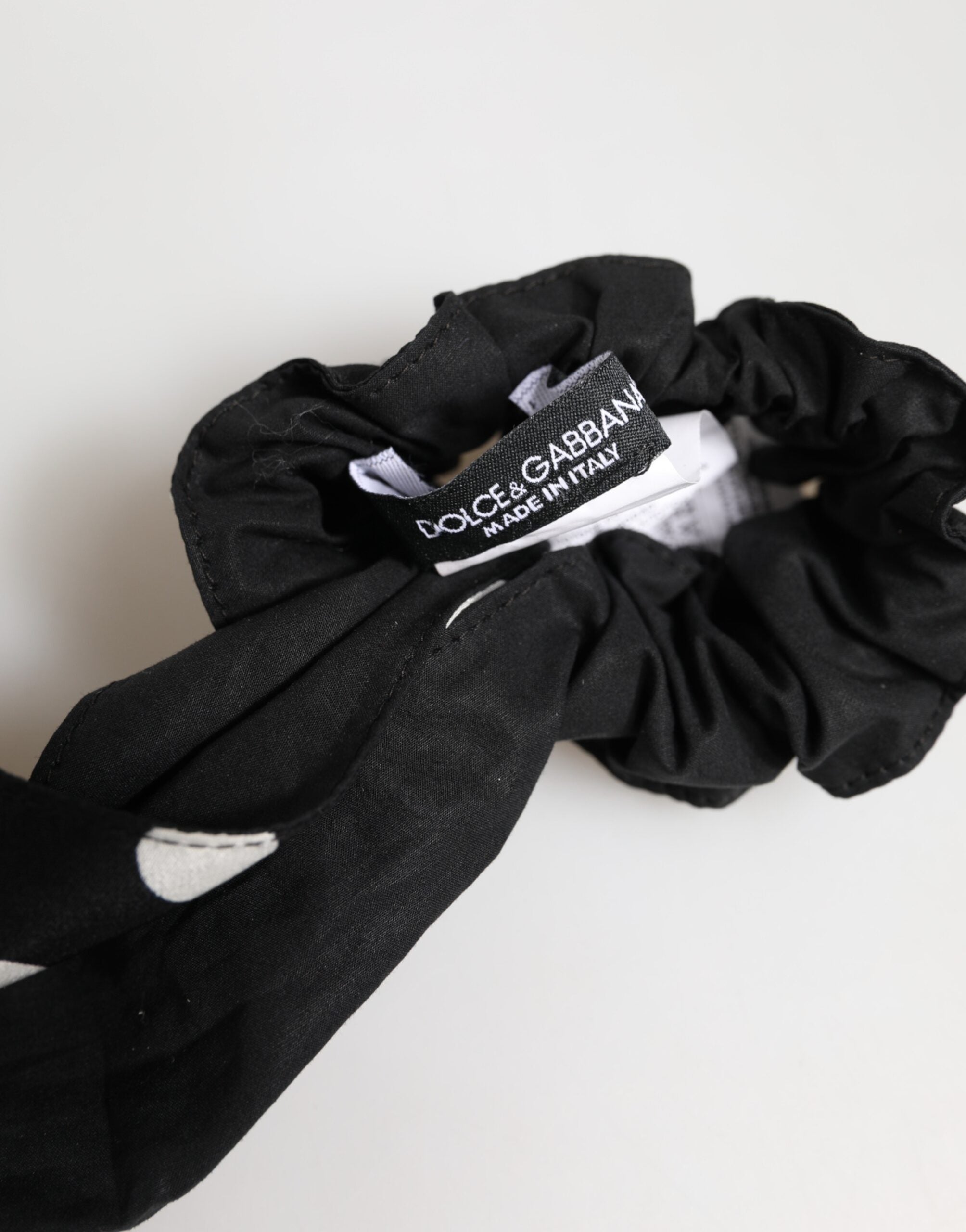 Dolce & Gabbana Polka Dot Scarf Scrunchie Hair Band — Black, view 5