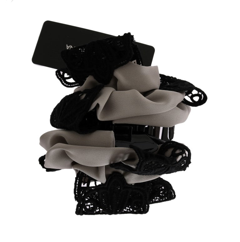 Dolce & Gabbana Silk and Lace Hair Claw — Gray by Dolce Gabbana