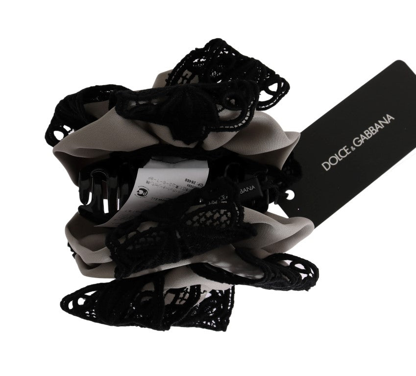 Dolce & Gabbana Silk and Lace Hair Claw — Gray, view 3
