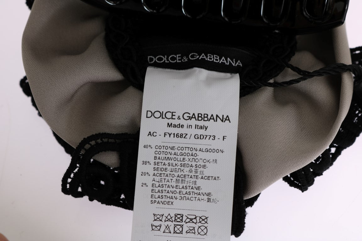 Dolce & Gabbana Silk and Lace Hair Claw — Gray, view 4