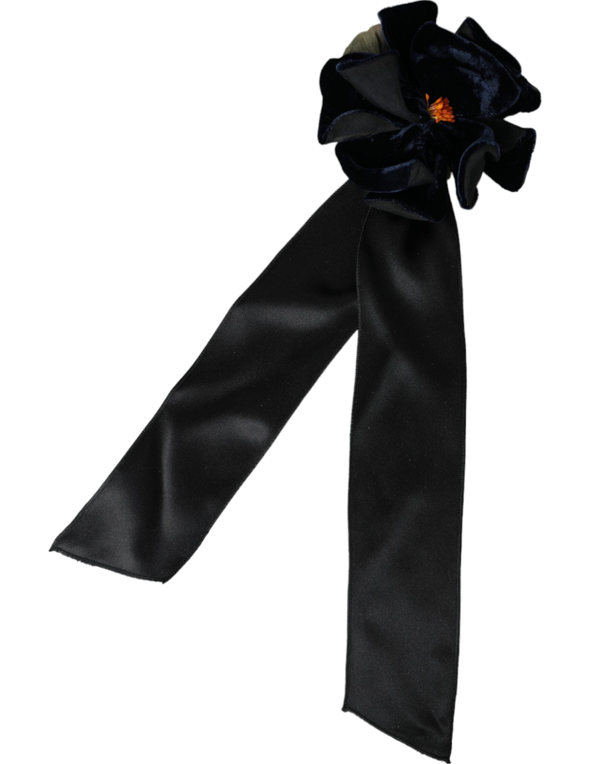 Dolce & Gabbana Silk Floral Bow Hair Clip — Black, view 2