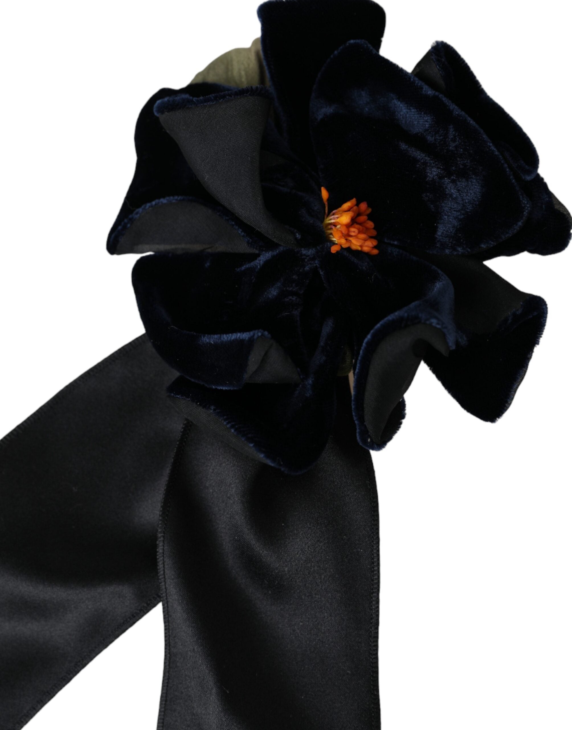 Dolce & Gabbana Silk Floral Bow Hair Clip — Black, view 3