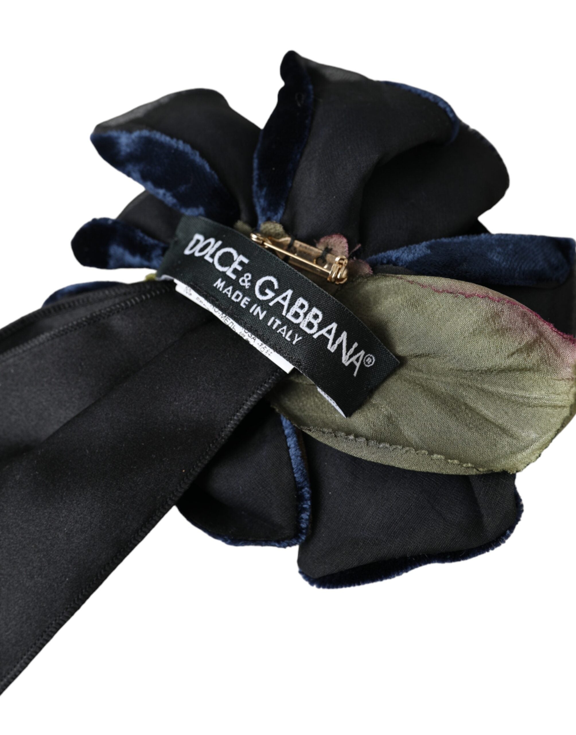 Dolce & Gabbana Silk Floral Bow Hair Clip — Black, view 5