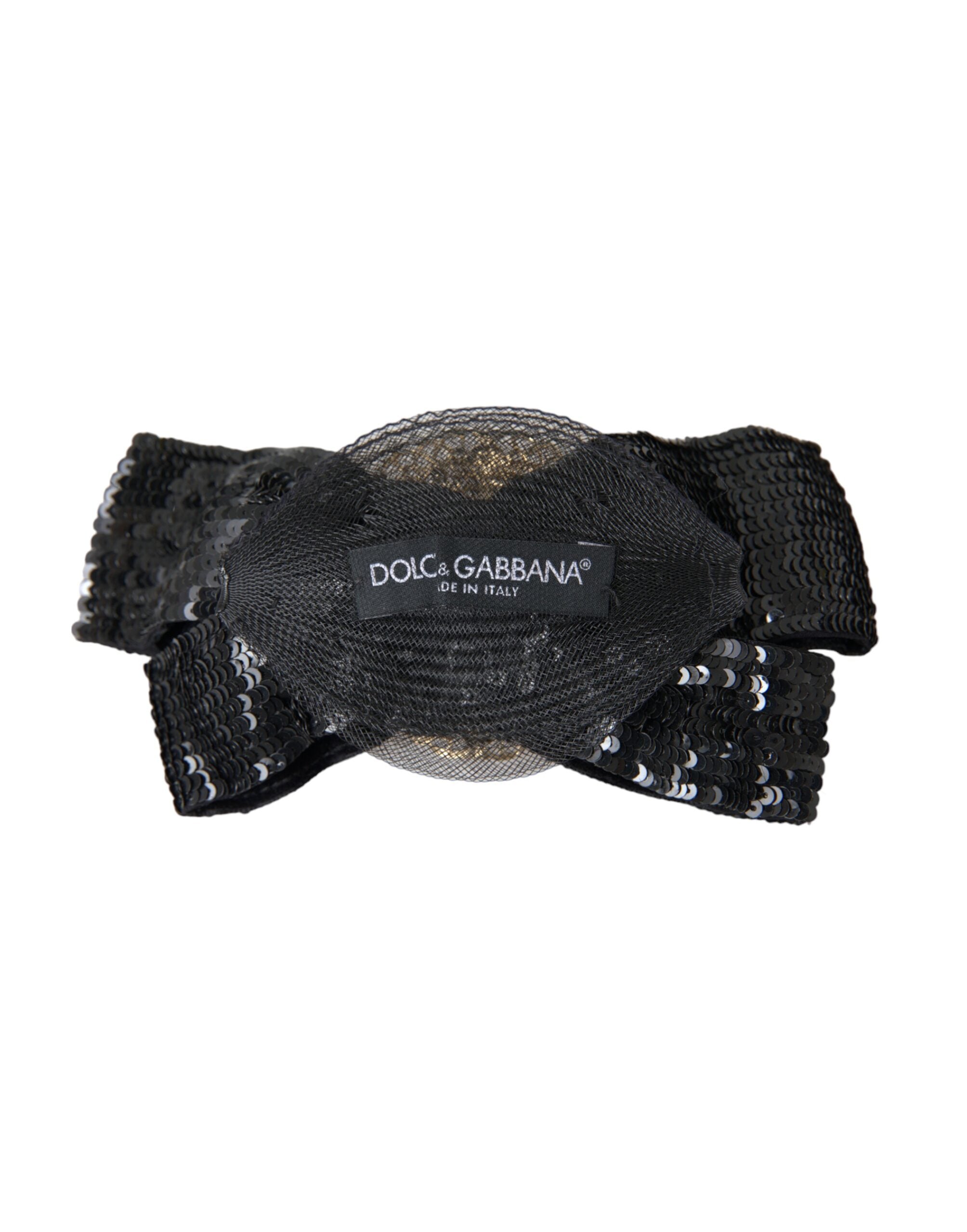 Dolce & Gabbana Sequin Pearl Embellished Hair Clip — Black, view 3
