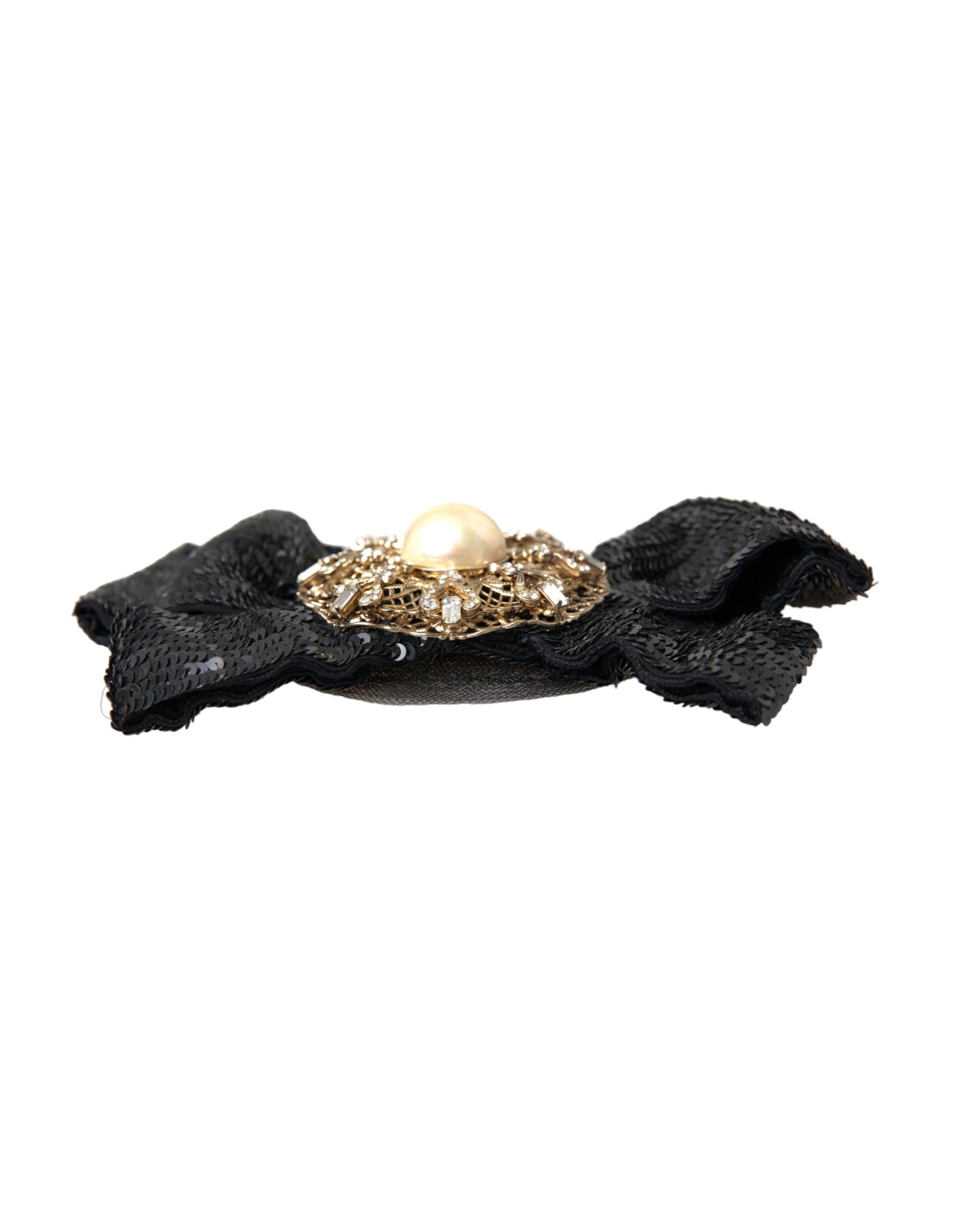 Dolce & Gabbana Sequin Pearl Embellished Hair Clip — Black, view 4