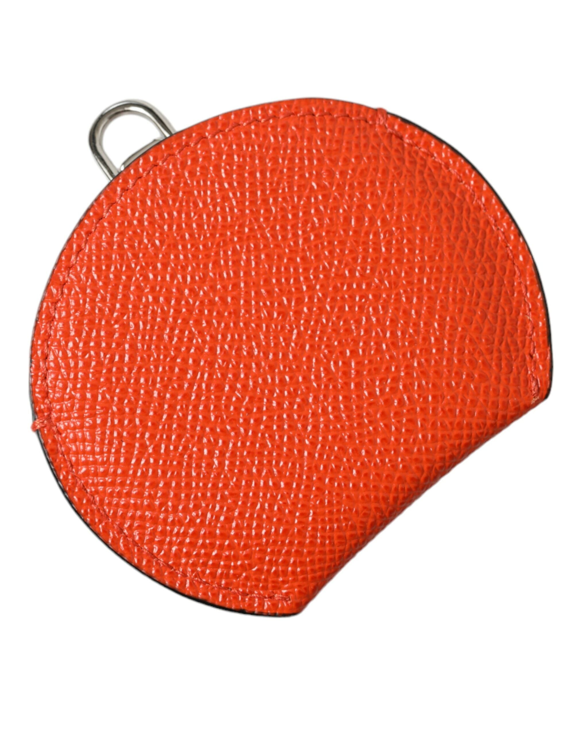Dolce & Gabbana Calfskin Leather Round Logo Hair Clip — Orange, view 2