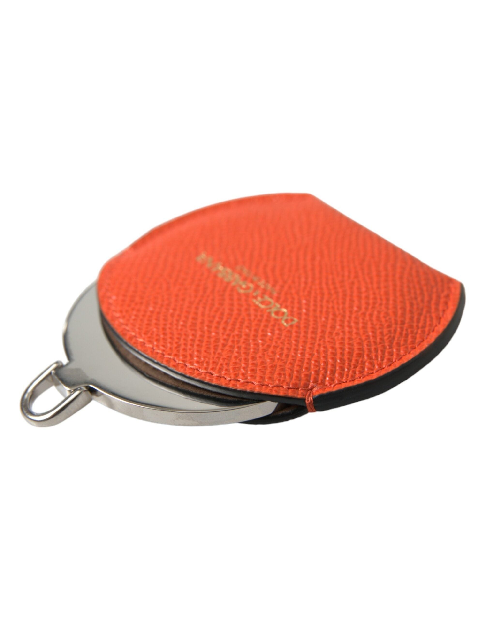 Dolce & Gabbana Calfskin Leather Round Logo Hair Clip — Orange, view 4