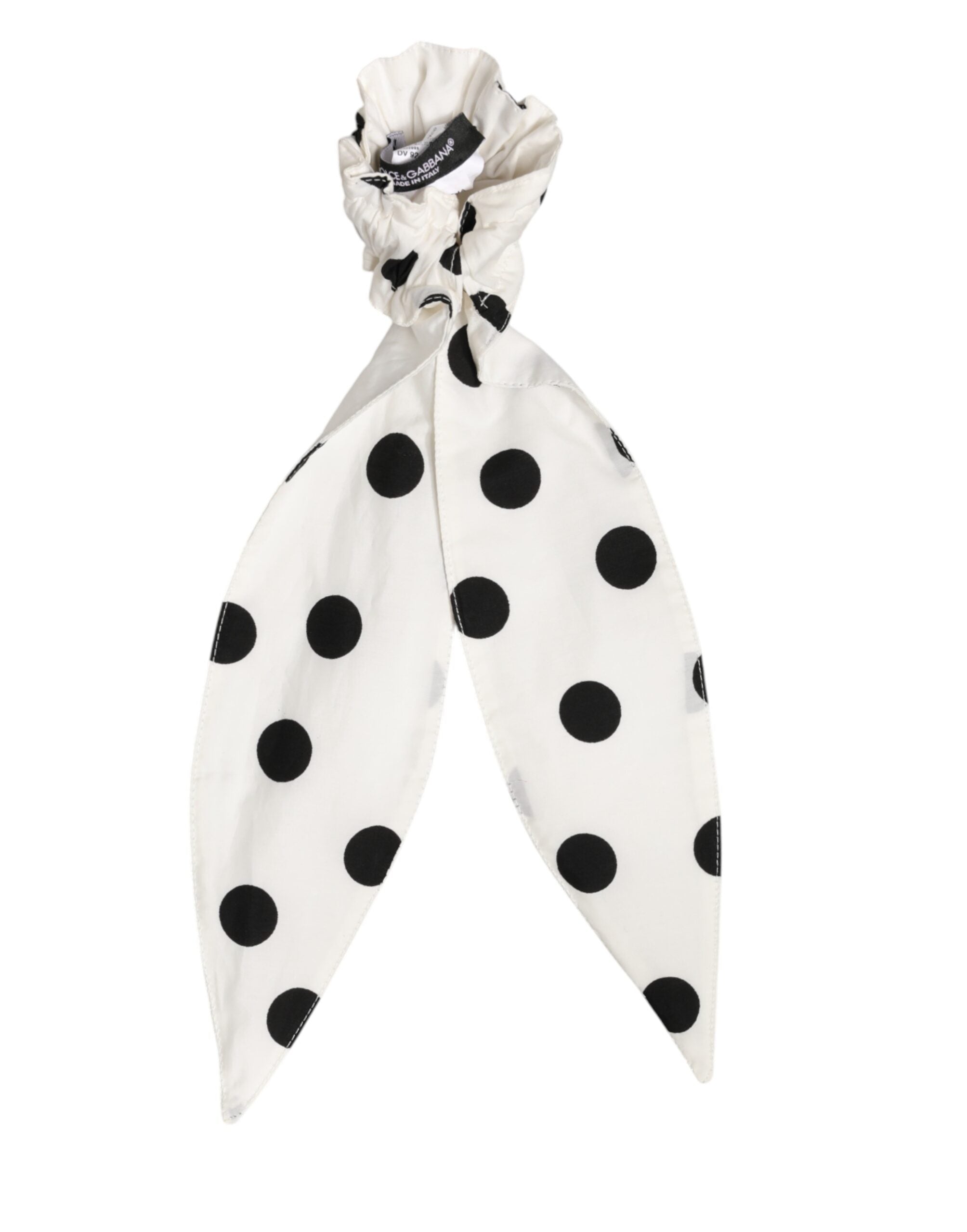 Dolce & Gabbana Polka-Dot Cotton Hair Scrunchie — White by Dolce Gabbana