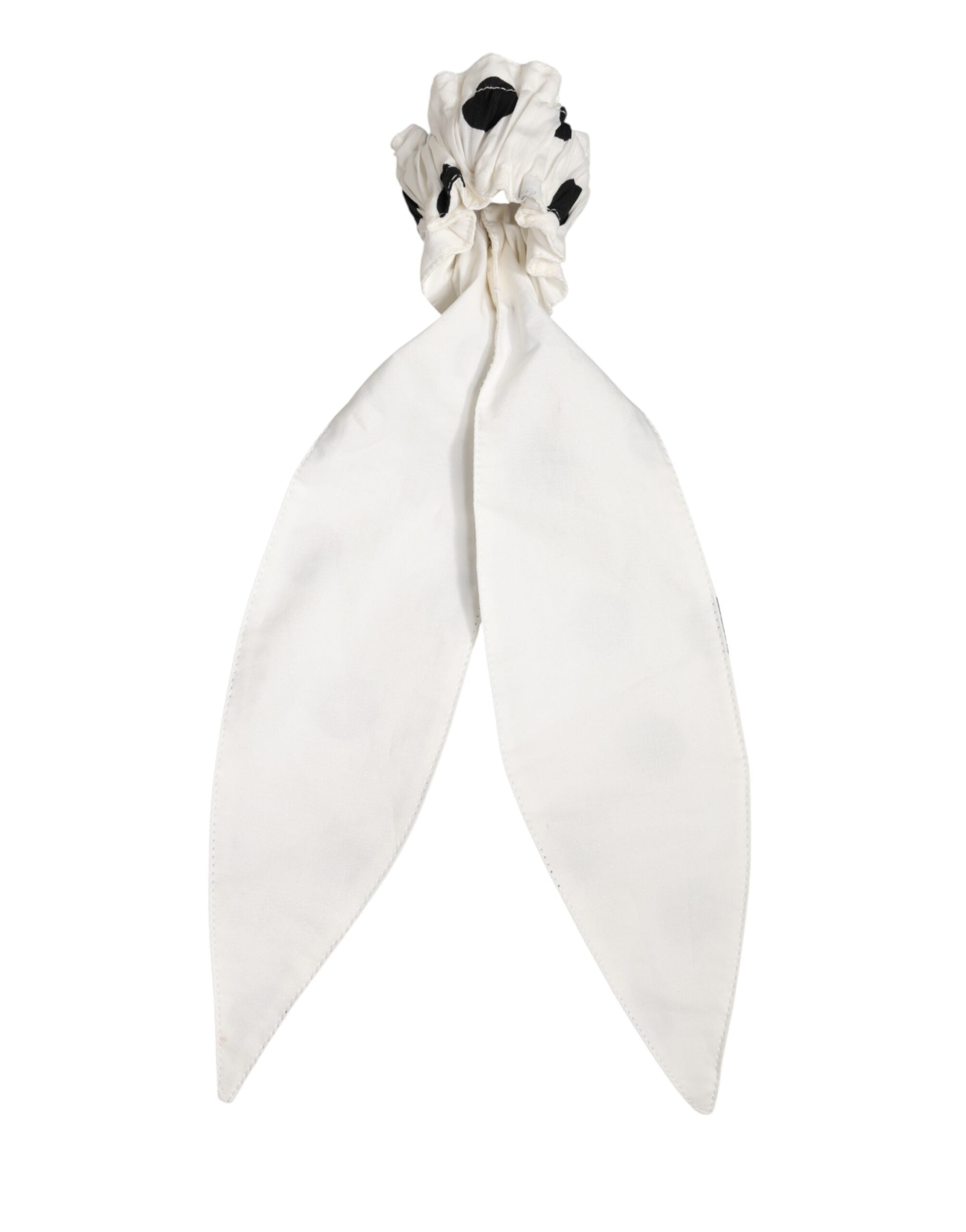 Dolce & Gabbana Polka-Dot Cotton Hair Scrunchie — White, view 4
