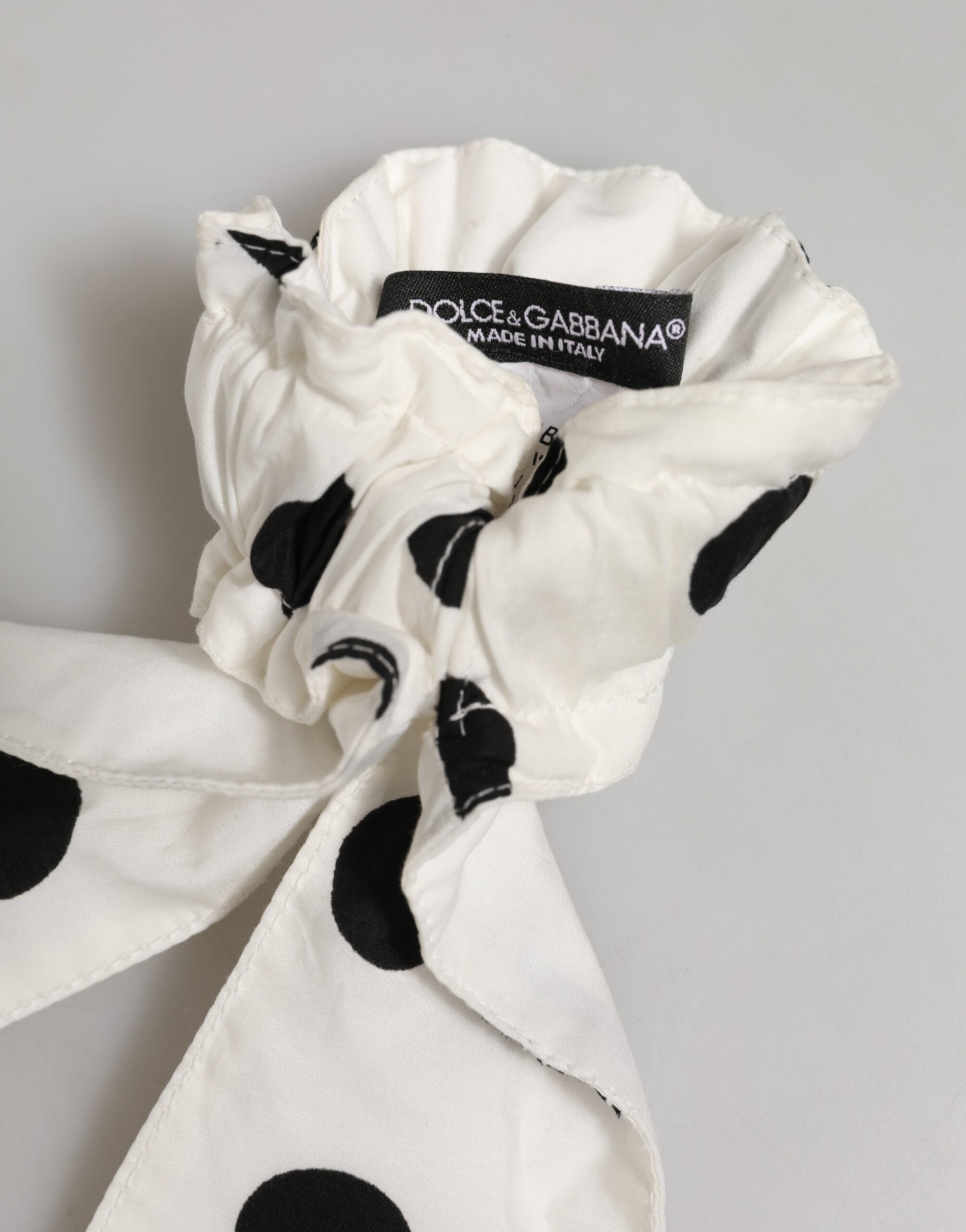 Dolce & Gabbana Polka-Dot Cotton Hair Scrunchie — White, view 5