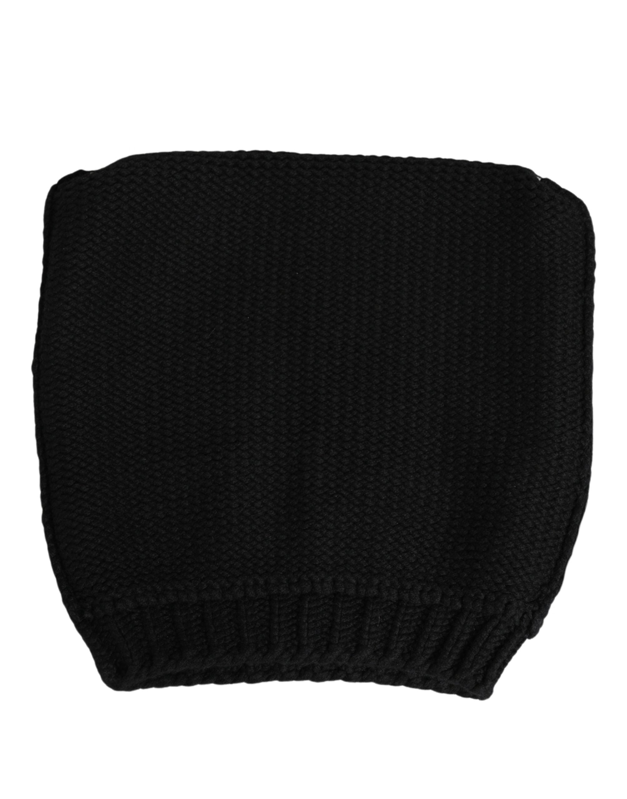 Dolce & Gabbana HAT10100 Cashmere Knitted Ribbed Cuff Beanie — Black by Dolce Gabbana