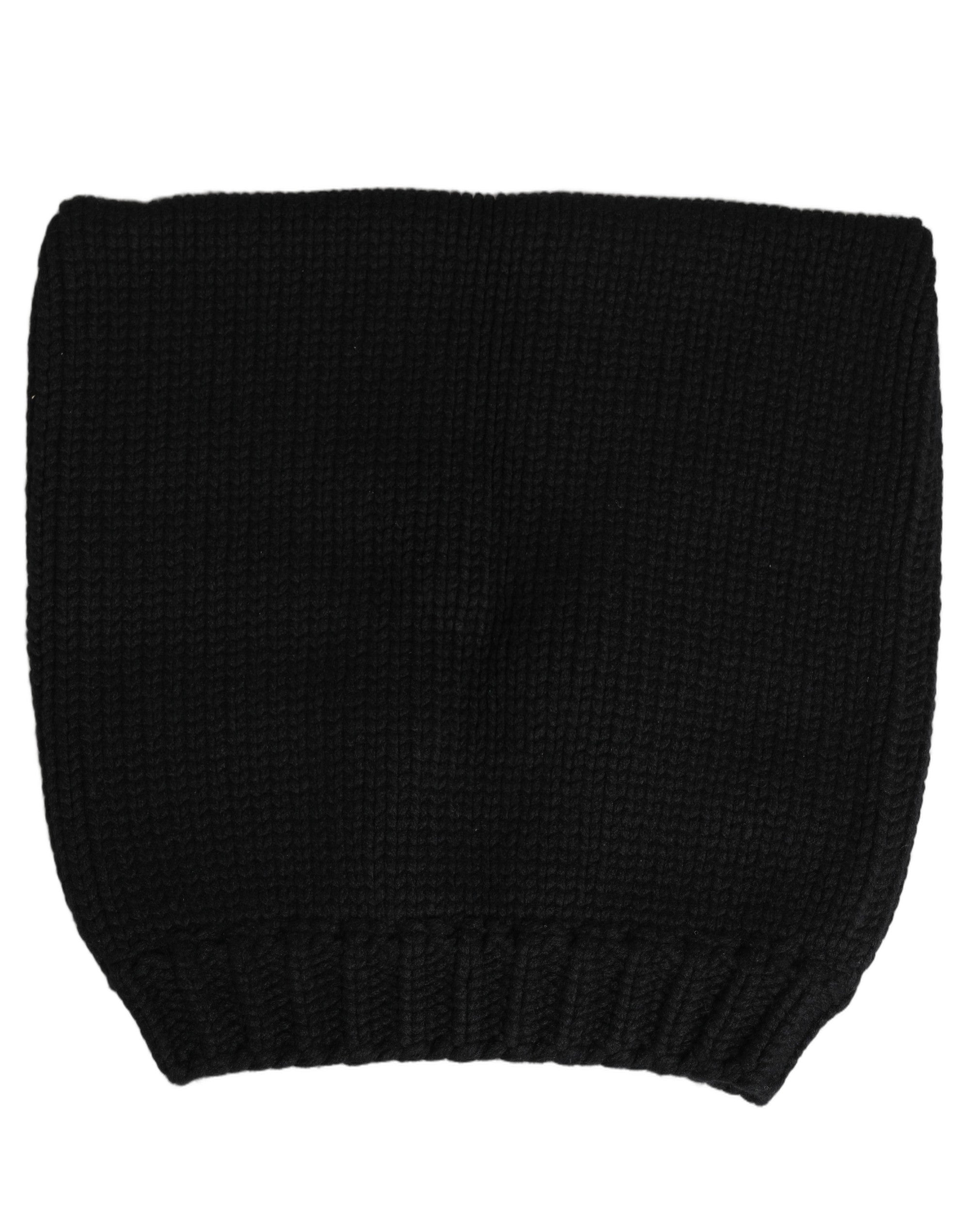 Dolce & Gabbana HAT10100 Cashmere Knitted Ribbed Cuff Beanie — Black, view 2