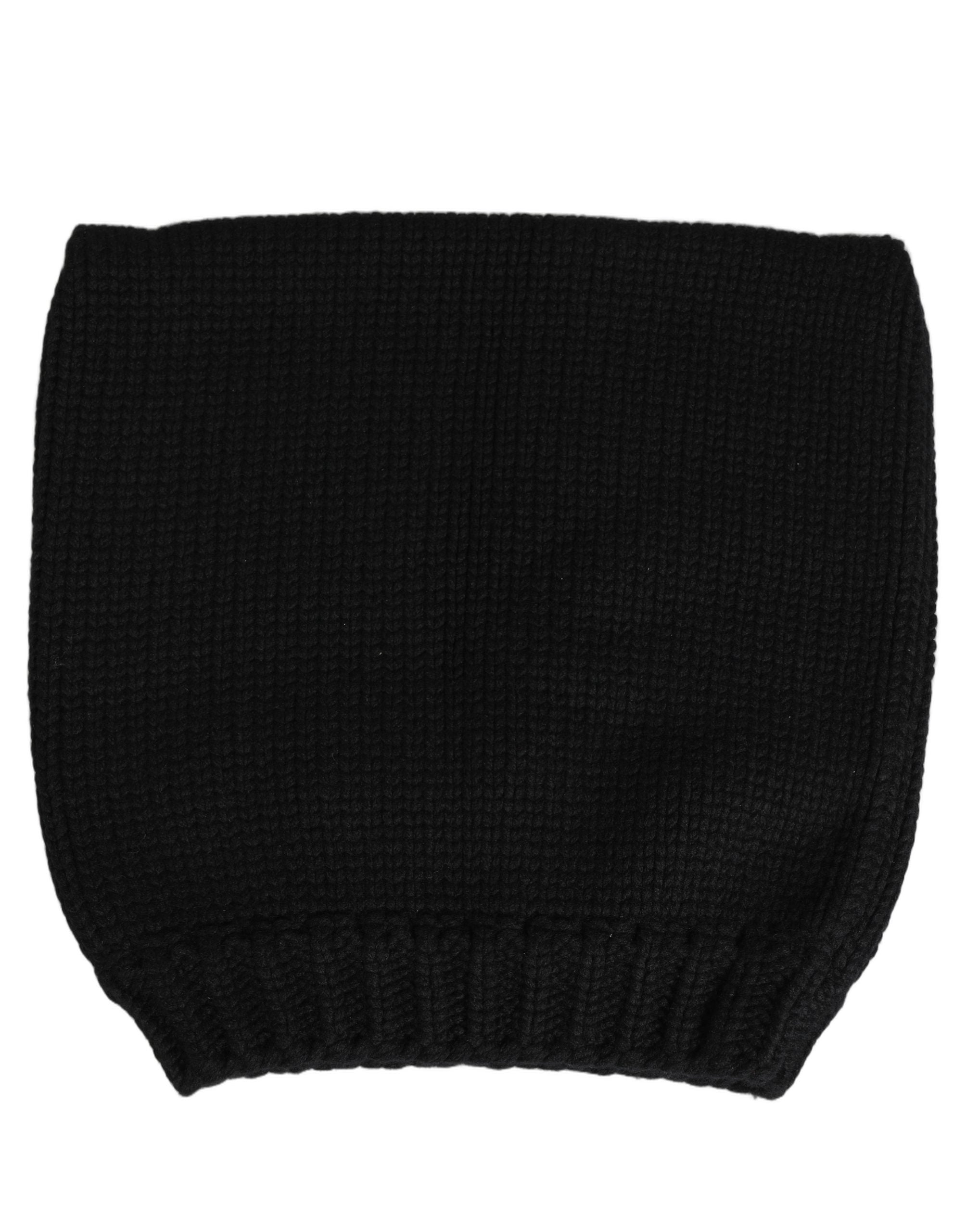 Dolce & Gabbana HAT10100 Cashmere Knitted Ribbed Cuff Beanie — Black, view 4