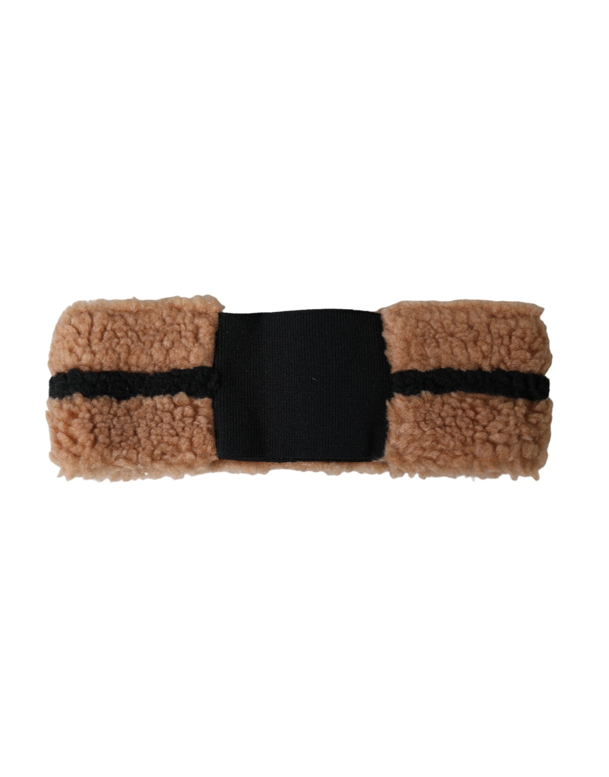 Dolce & Gabbana HAT9596 Virgin Wool and Cotton Fleece Headband — Brown, view 2