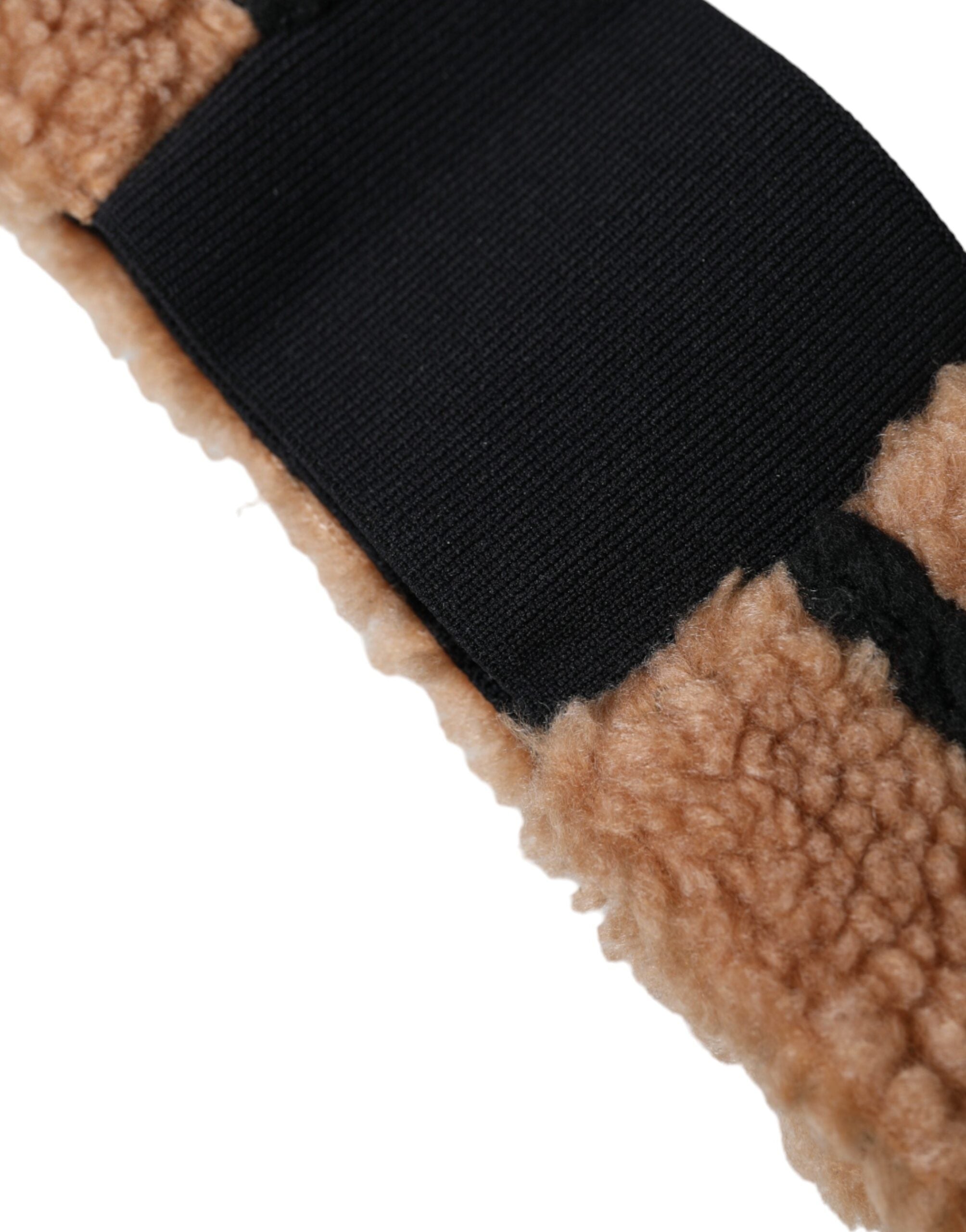 Dolce & Gabbana HAT9596 Virgin Wool and Cotton Fleece Headband — Brown, view 3