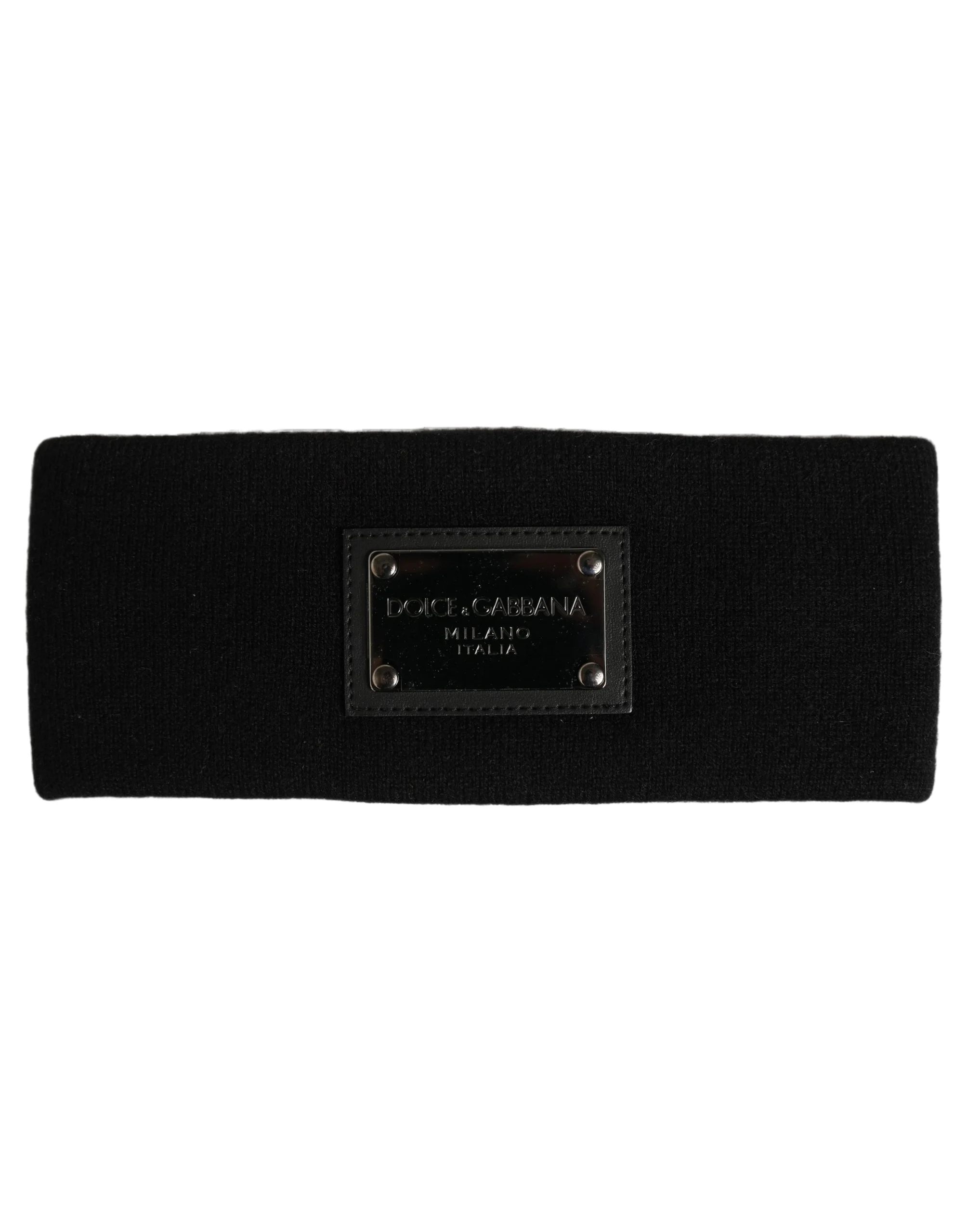 Dolce & Gabbana Cashmere Logo Plaque Headband — Black, view 3