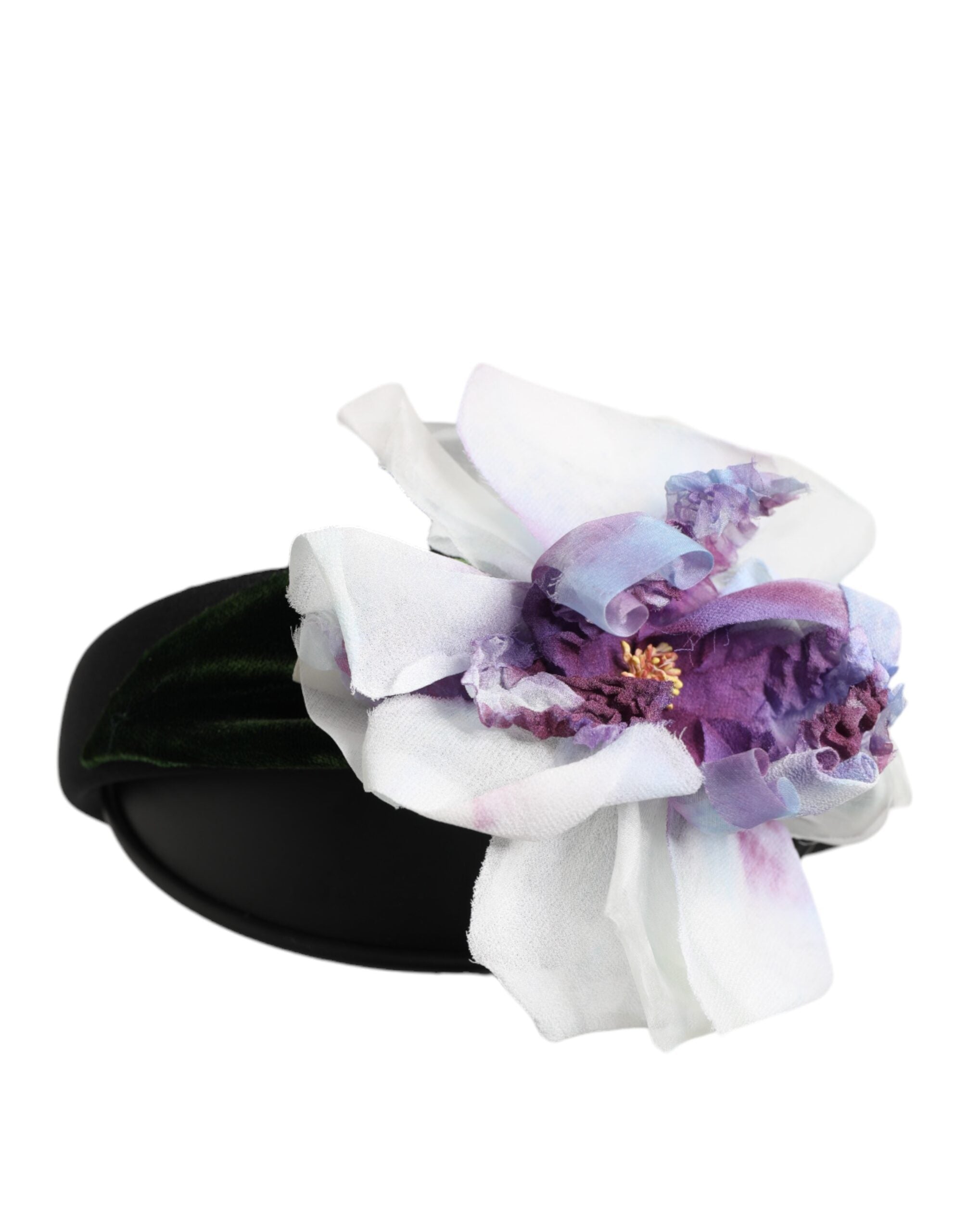 Dolce & Gabbana Floral Appliqué Silk Headband — Black, view 2