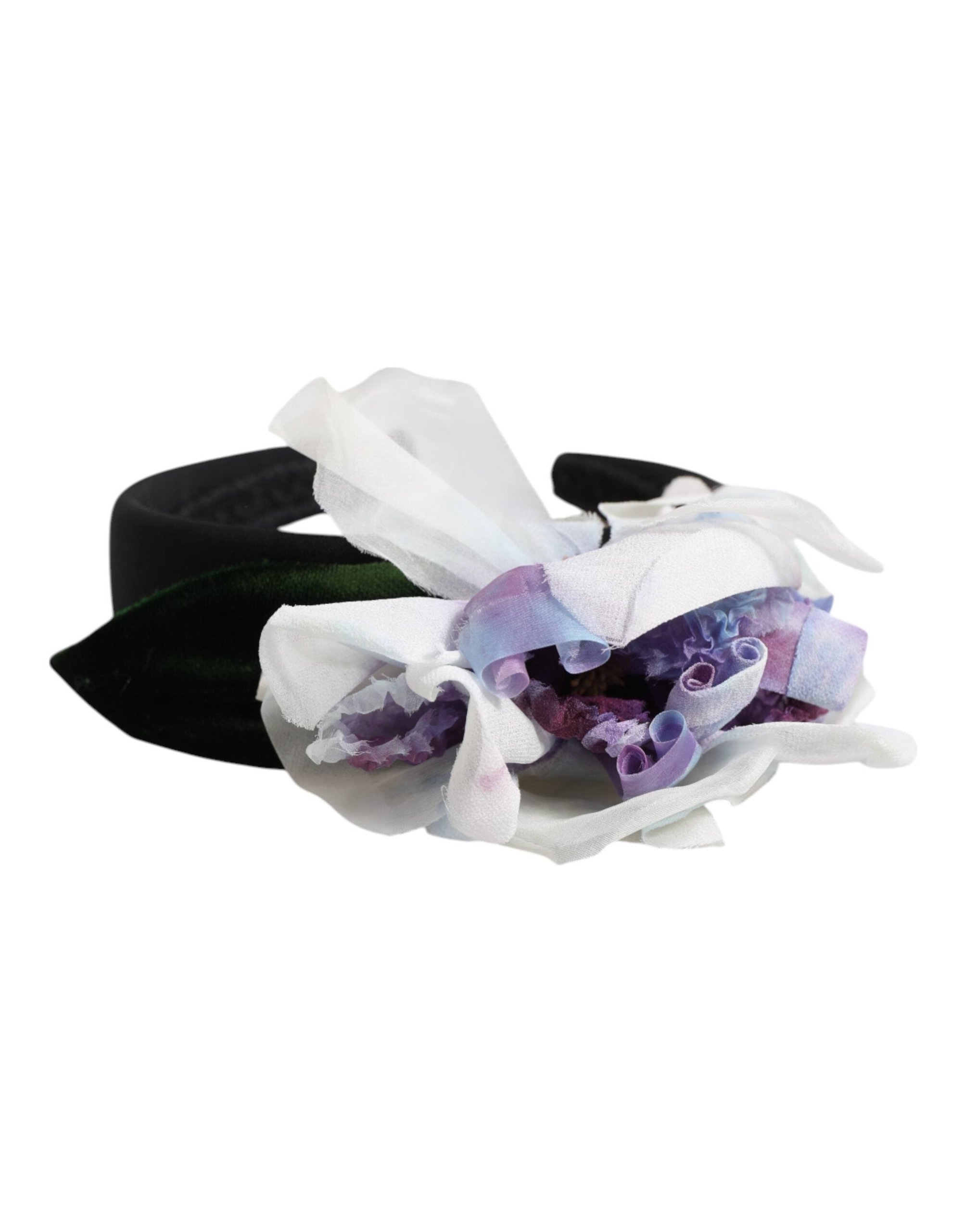 Dolce & Gabbana Floral Appliqué Silk Headband — Black, view 5