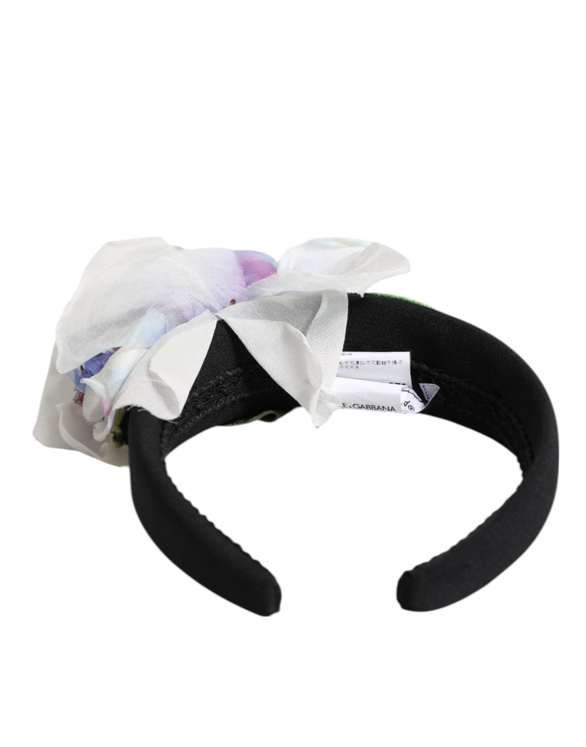Dolce & Gabbana Floral Appliqué Silk Headband — Black, view 6