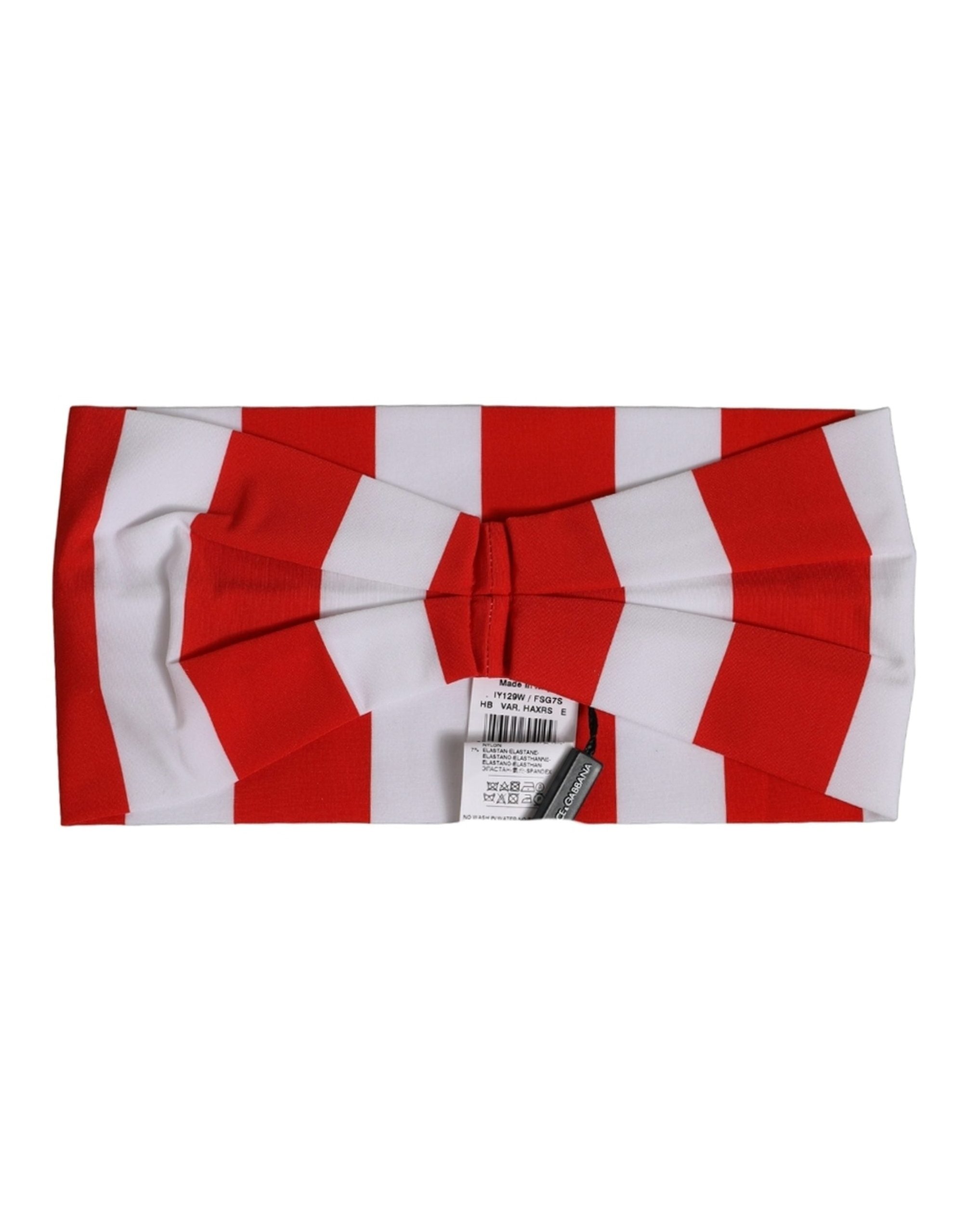 Dolce & Gabbana Red & White Striped Nylon Headband — Red, view 4