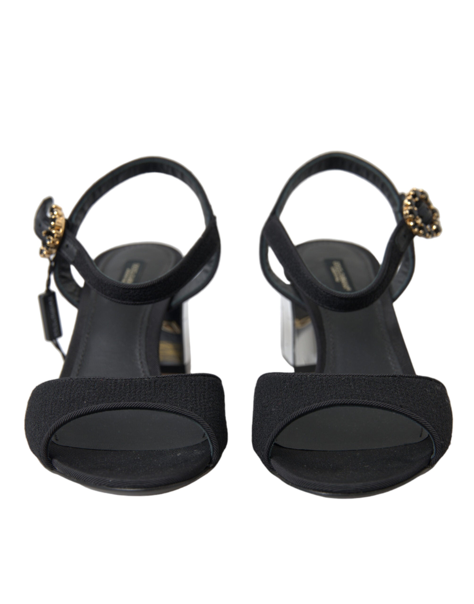 Dolce & Gabbana Crystal-Embellished Ankle Strap Heel — Black, view 2