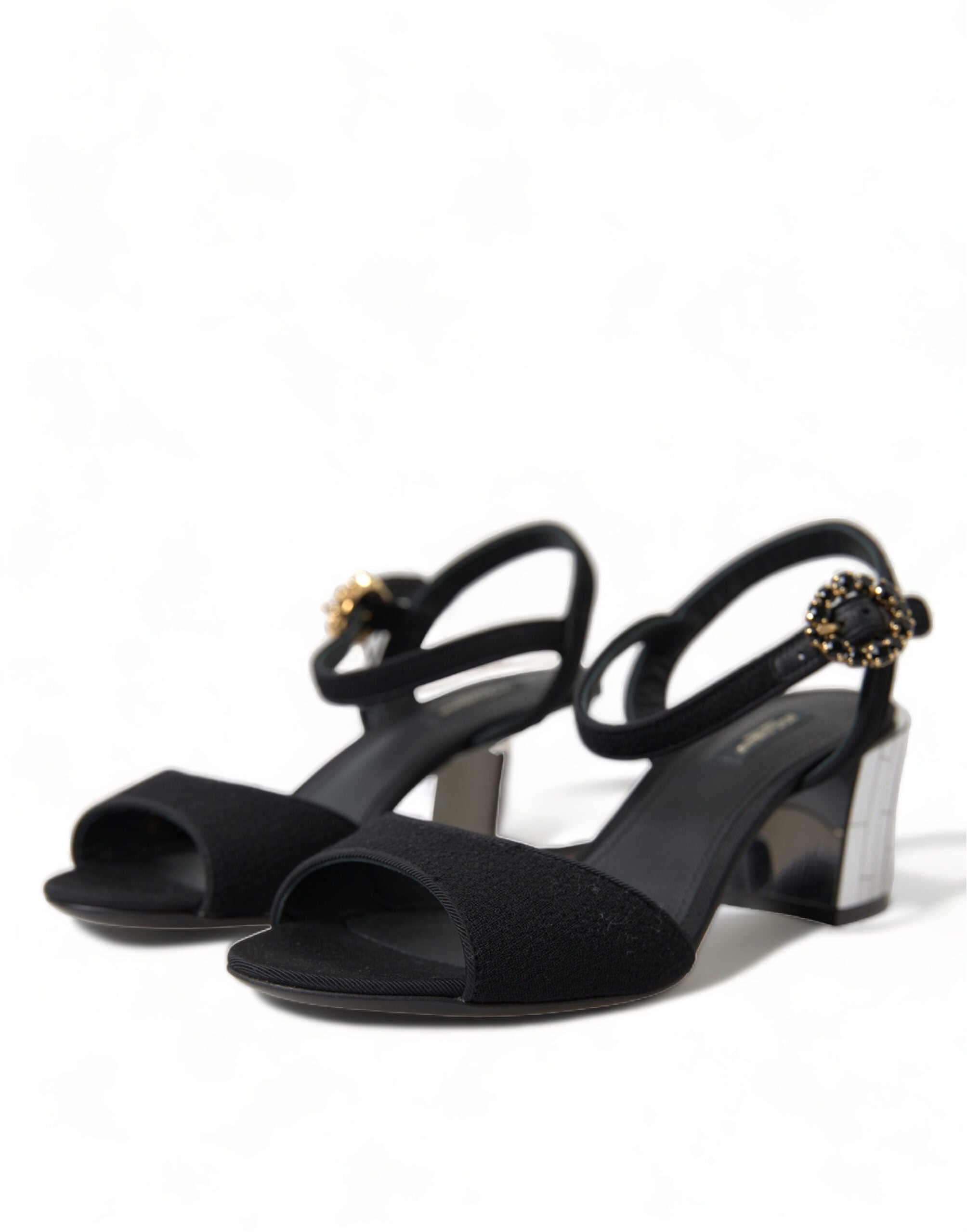 Dolce & Gabbana Crystal-Embellished Ankle Strap Heel — Black, view 3