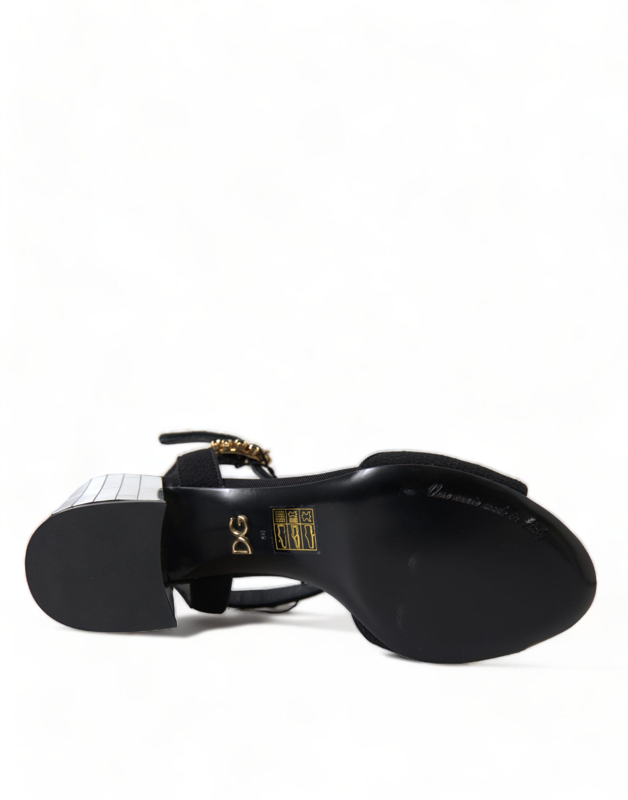 Dolce & Gabbana Crystal-Embellished Ankle Strap Heel — Black, view 7