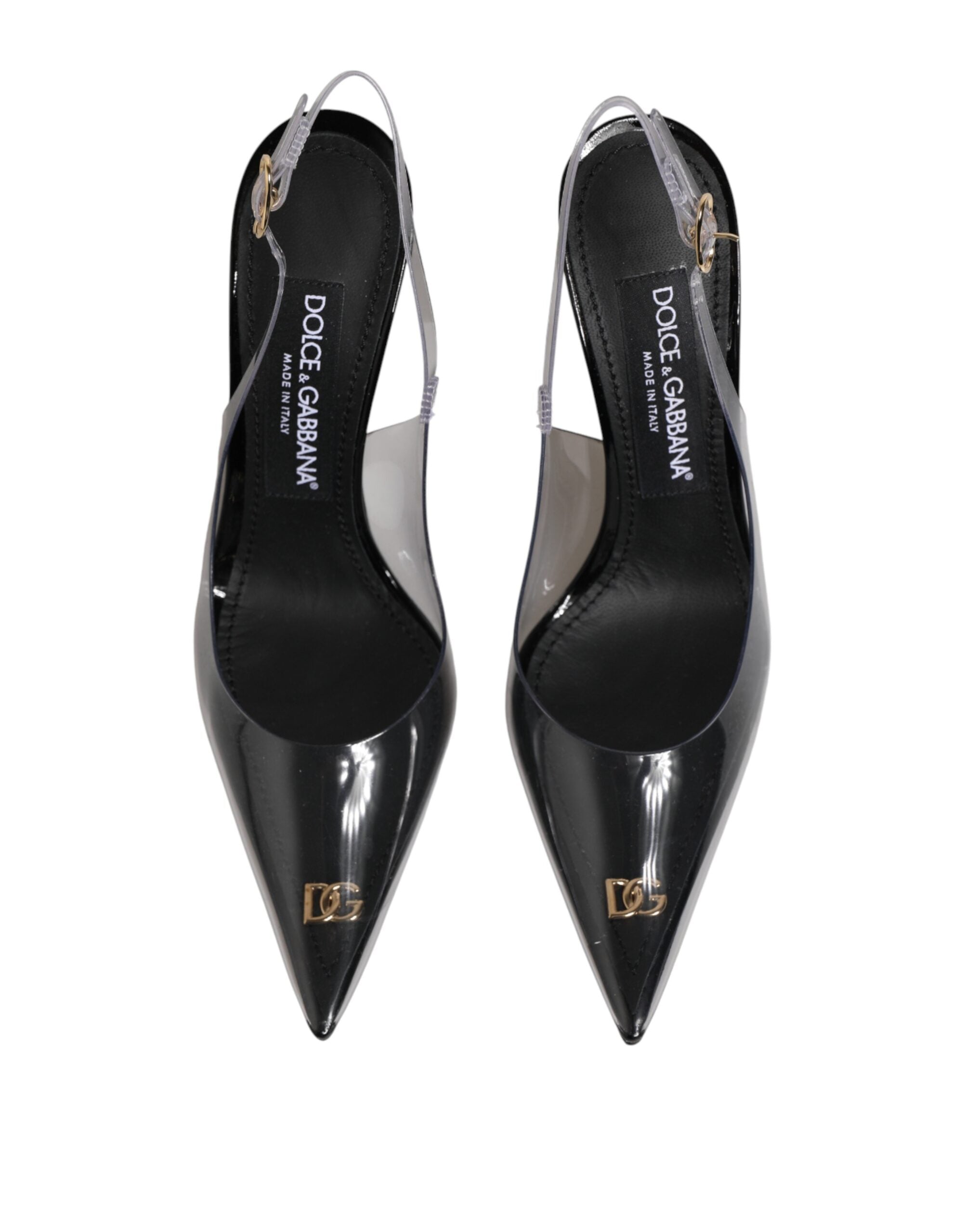 Dolce & Gabbana Leather & PVC Slingback Heel — Black, view 3