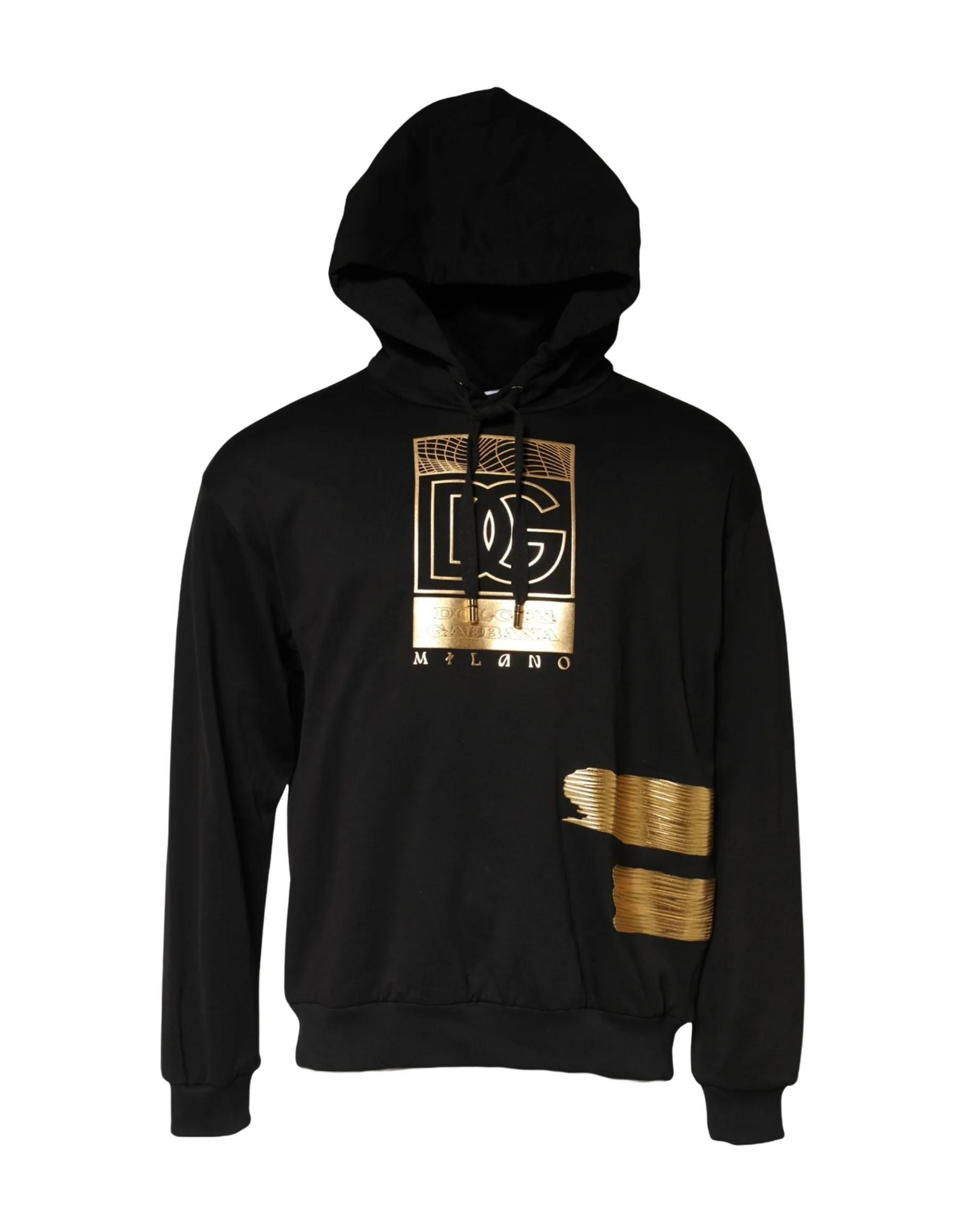 Dolce & Gabbana Logo-Print Cotton Hoodie — Black, view 3