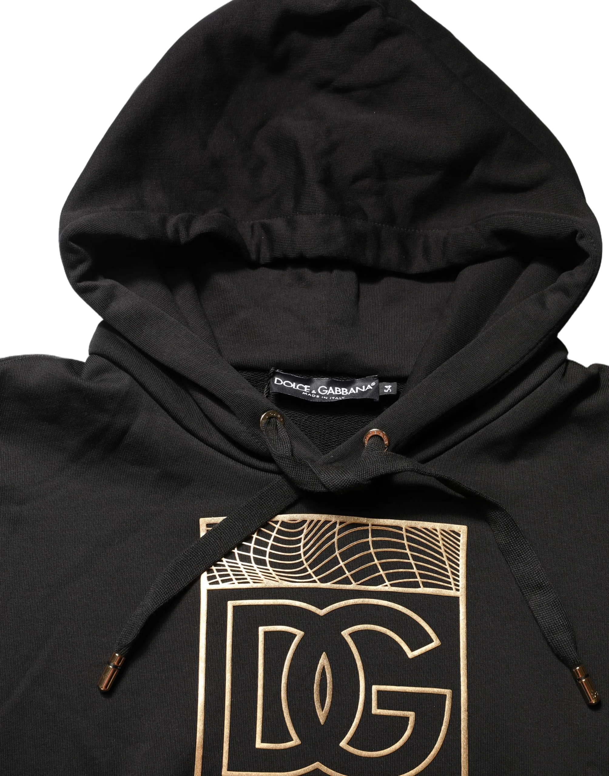 Dolce & Gabbana Logo-Print Cotton Hoodie — Black, view 4