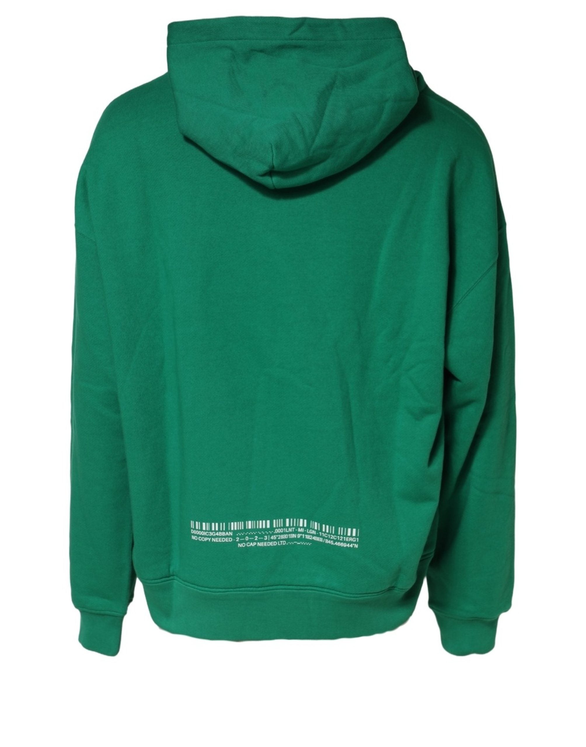 Dolce & Gabbana Barcode-Graphic Cotton Hoodie — Green, view 3
