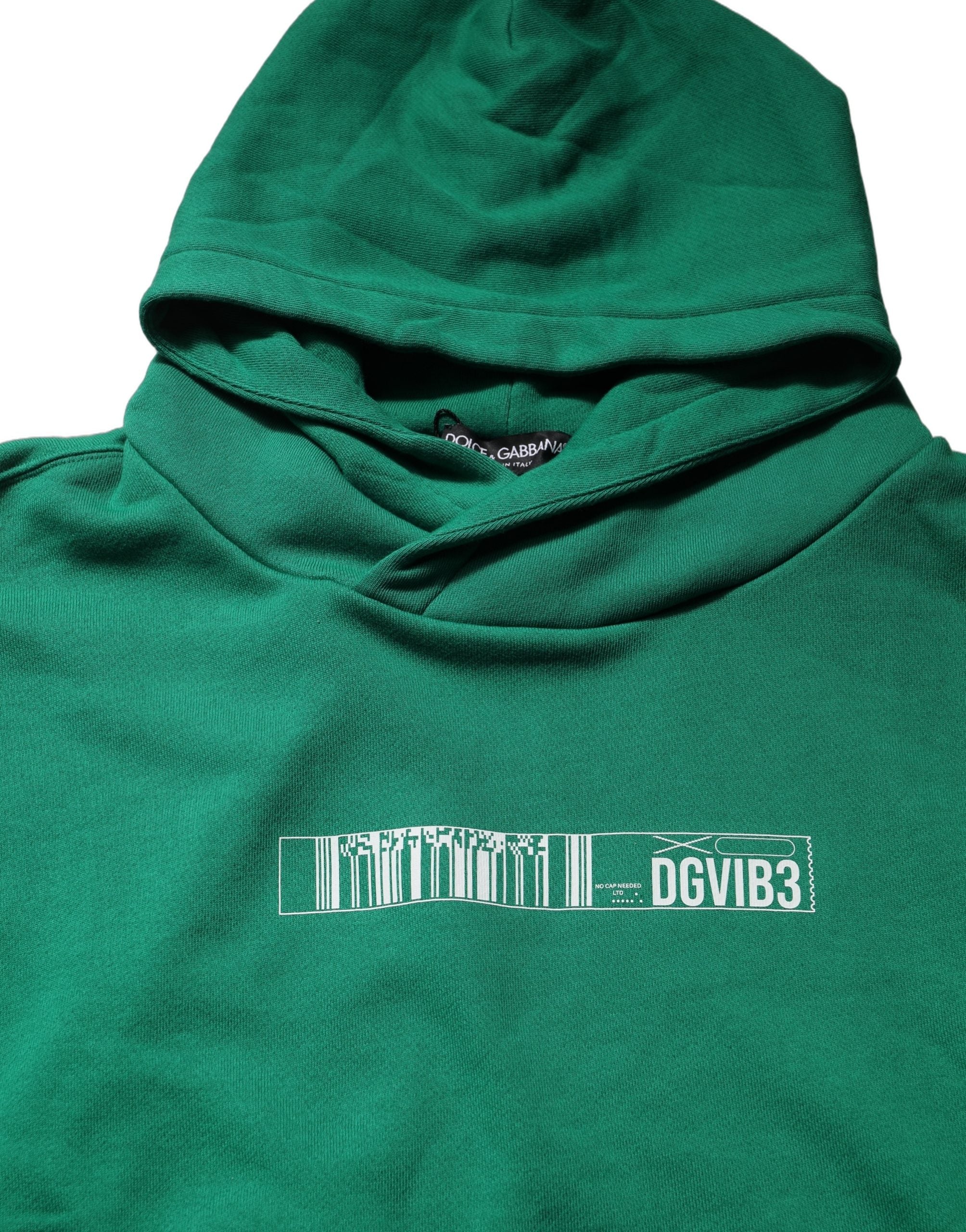 Dolce & Gabbana Barcode-Graphic Cotton Hoodie — Green, view 4