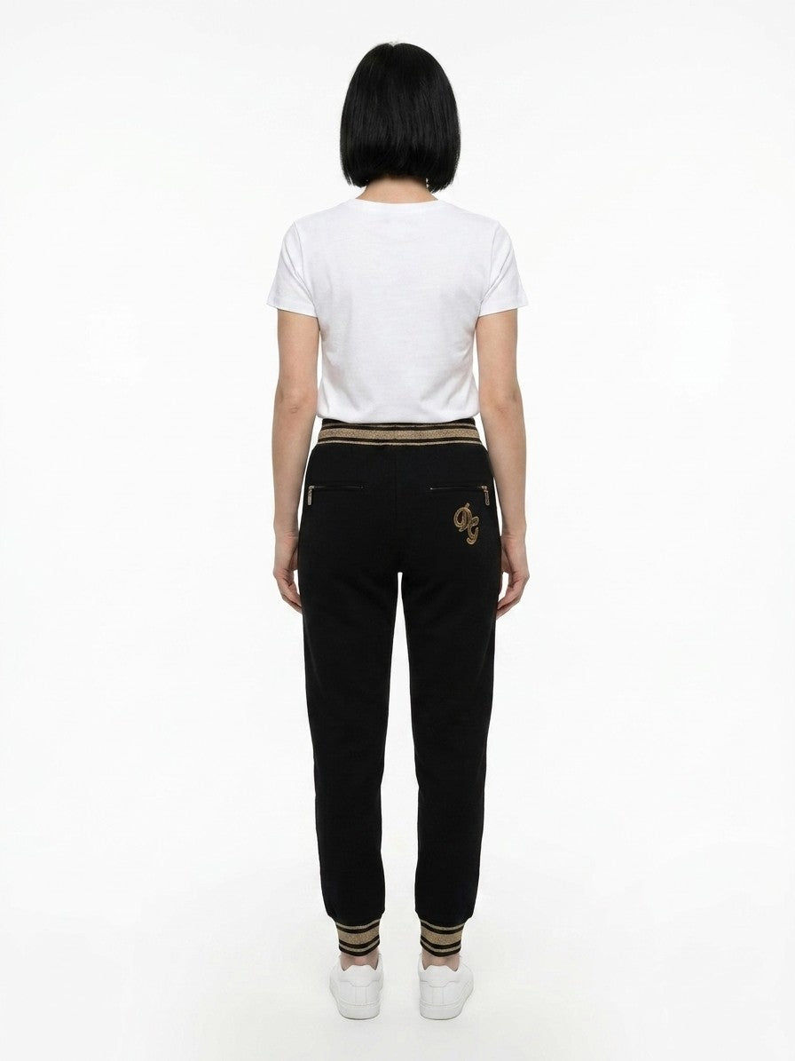 Dolce & Gabbana Striped-Waistband Cotton Joggers — Black, view 2