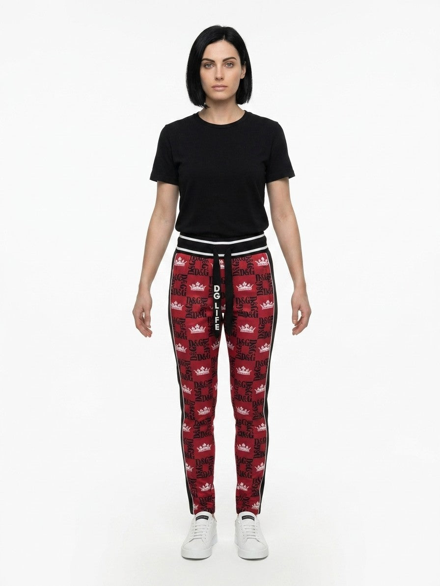 Dolce & Gabbana Crown-Jacquard Joggers — Red by Dolce Gabbana