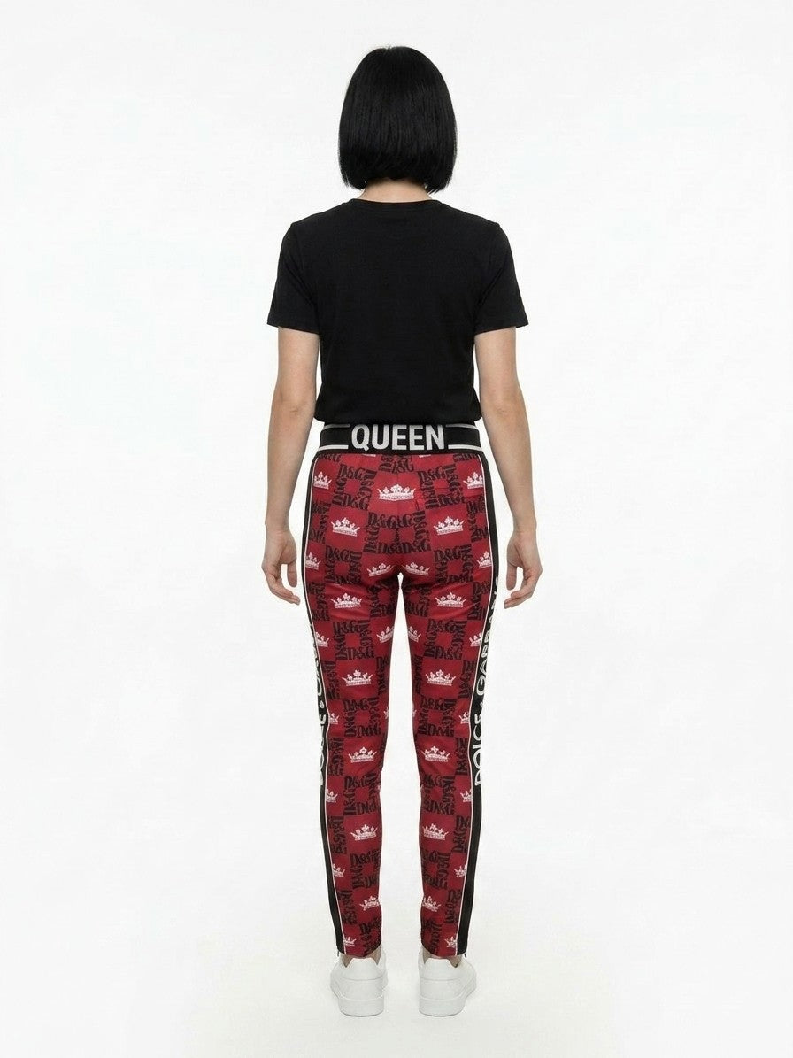 Dolce & Gabbana Crown-Jacquard Joggers — Red, view 2