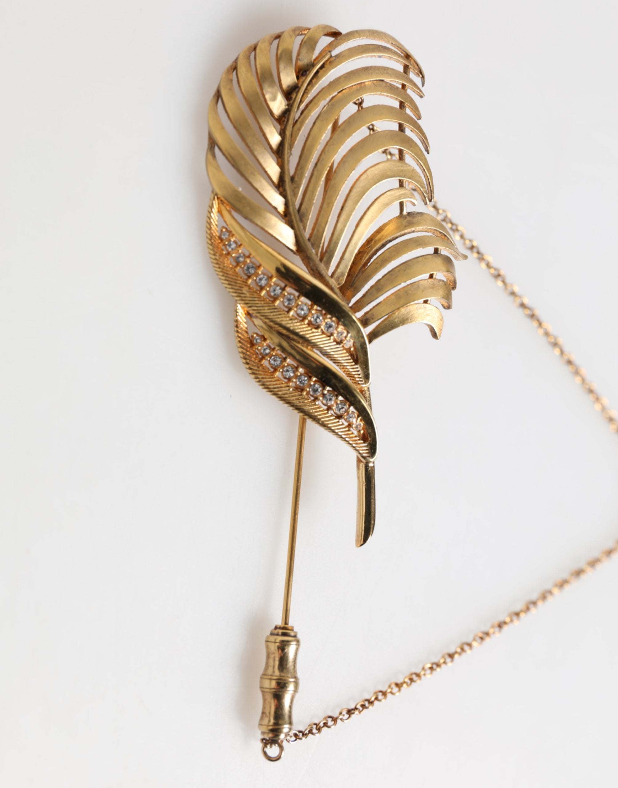 Dolce & Gabbana Leaf-Embellished Gold Lapel Pin — Gold, view 3